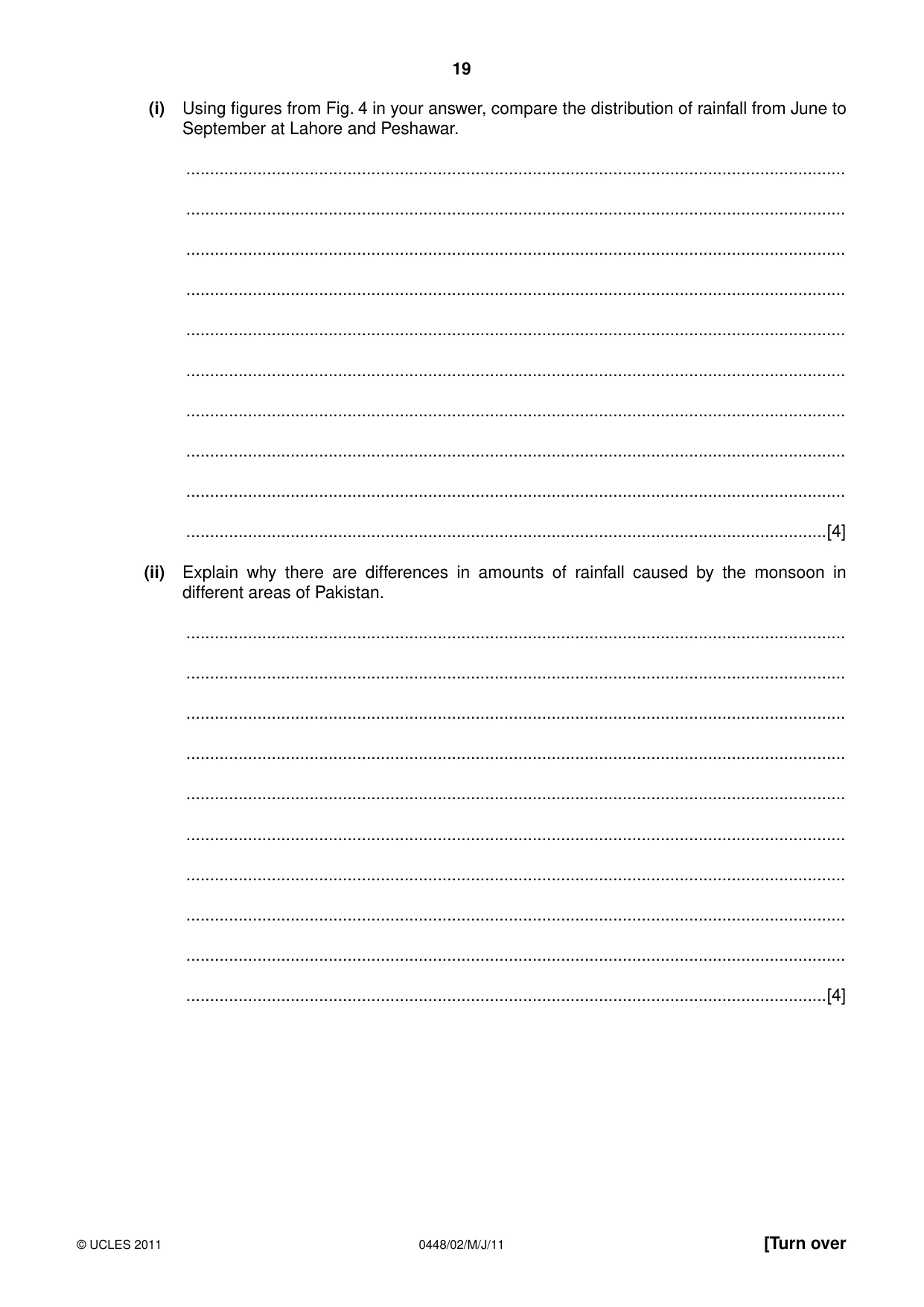 Cambridge IGCSE Pakistan Studies 0448 2011 May/June Paper 2 · Variant 1 question paper, page 19 of 24
