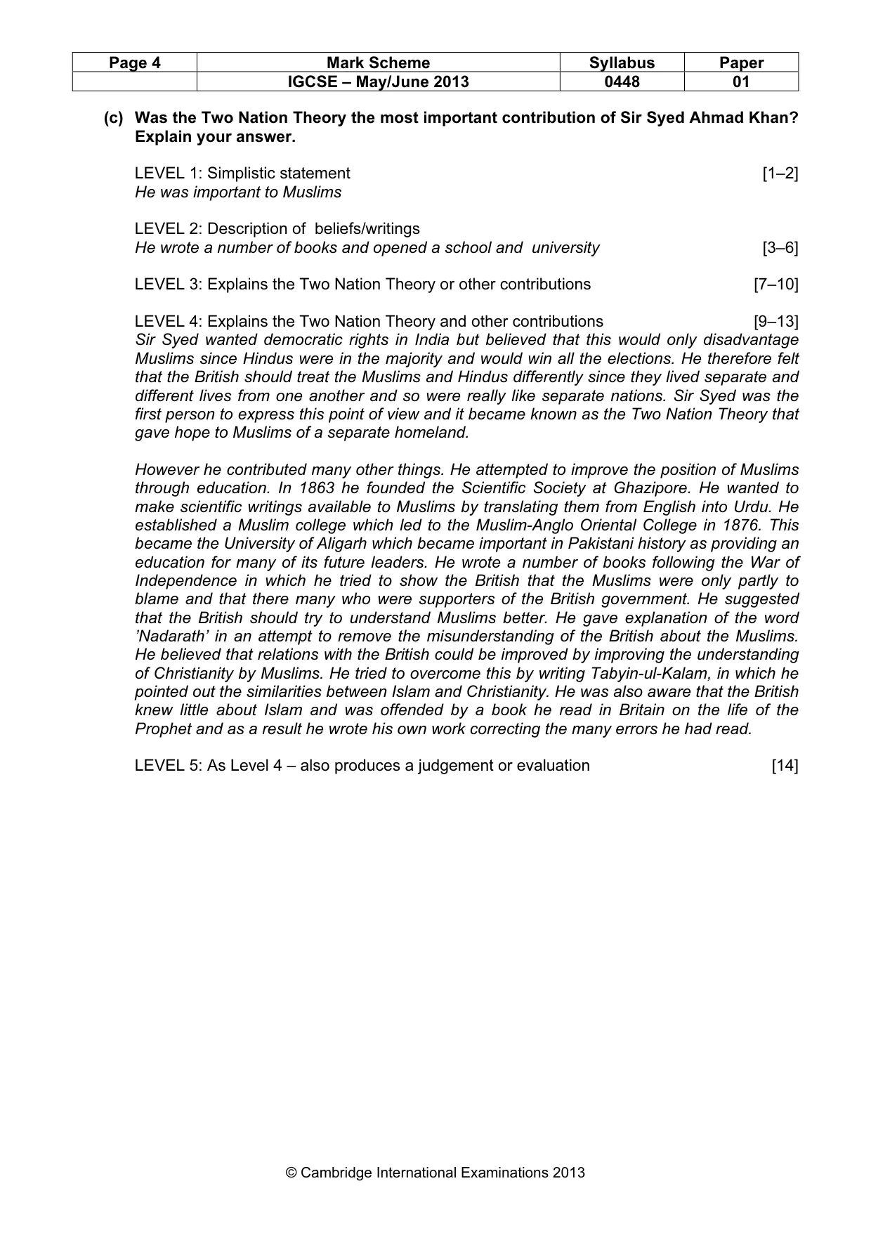 Mark scheme, page 5 of 10