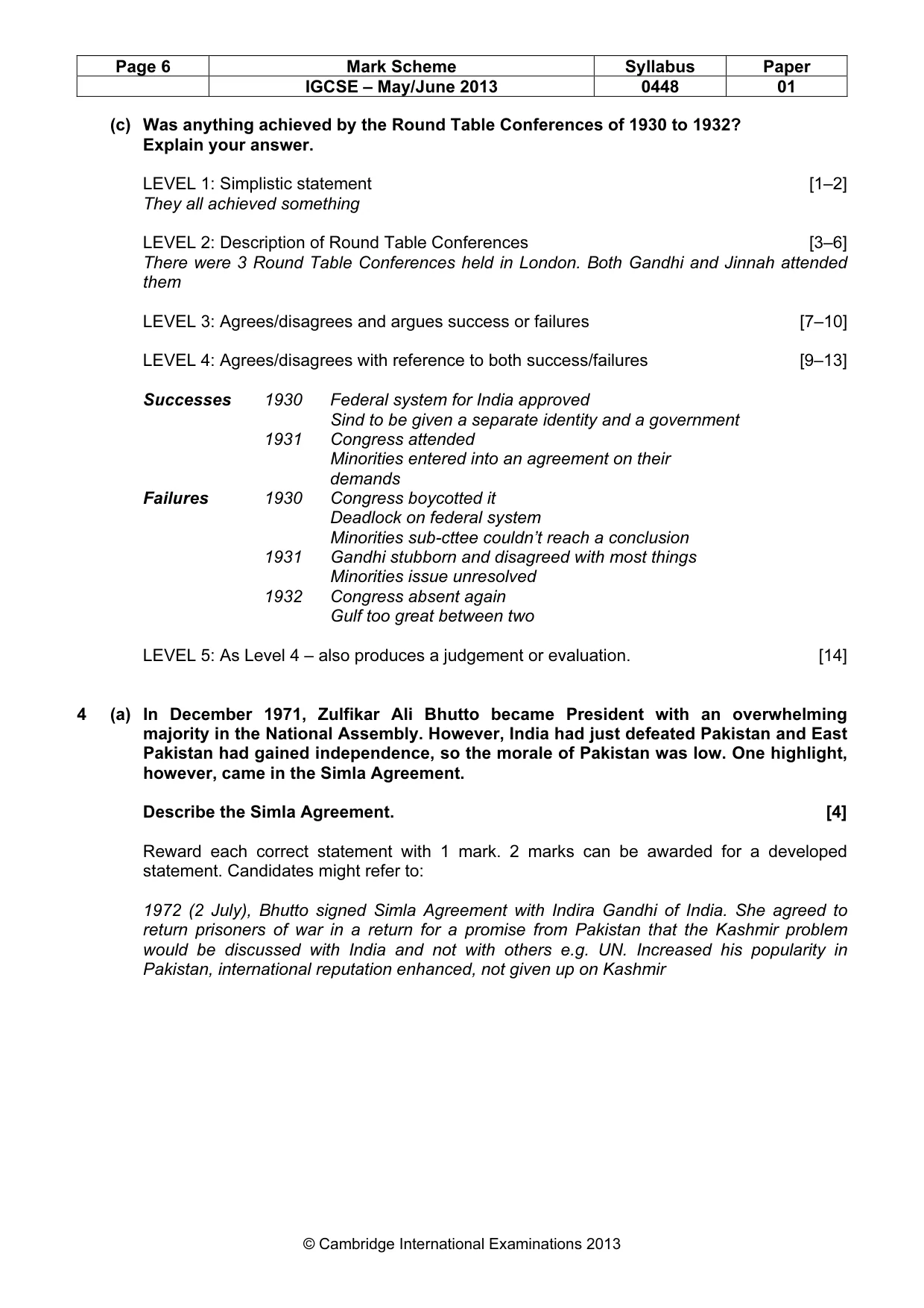 Mark scheme, page 7 of 10