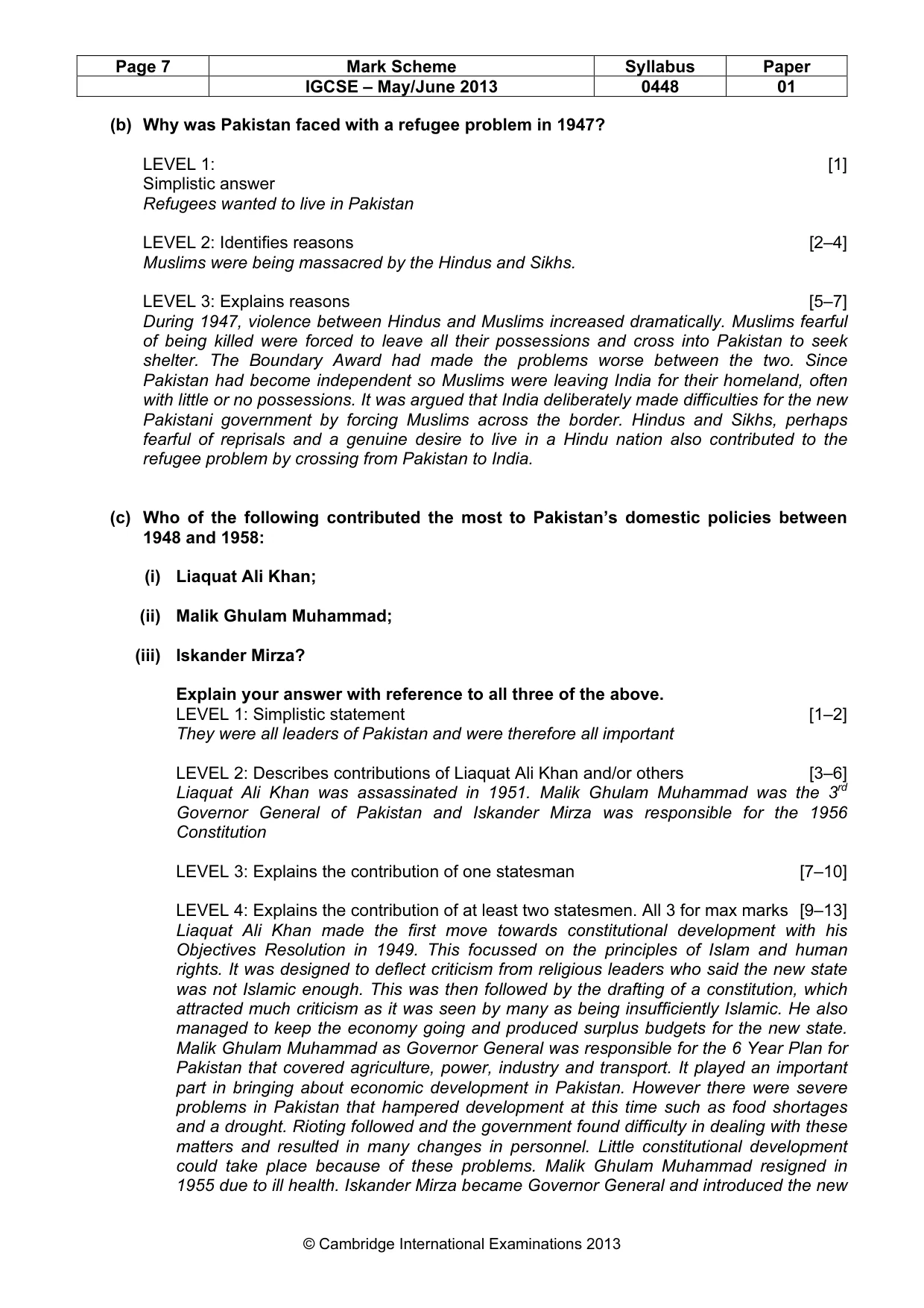 Mark scheme, page 8 of 10