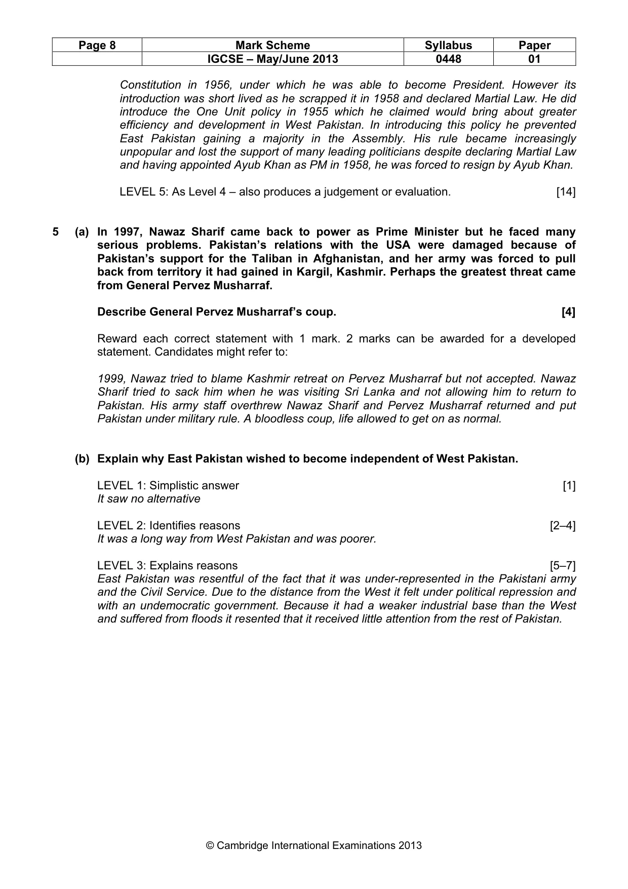 Mark scheme, page 9 of 10