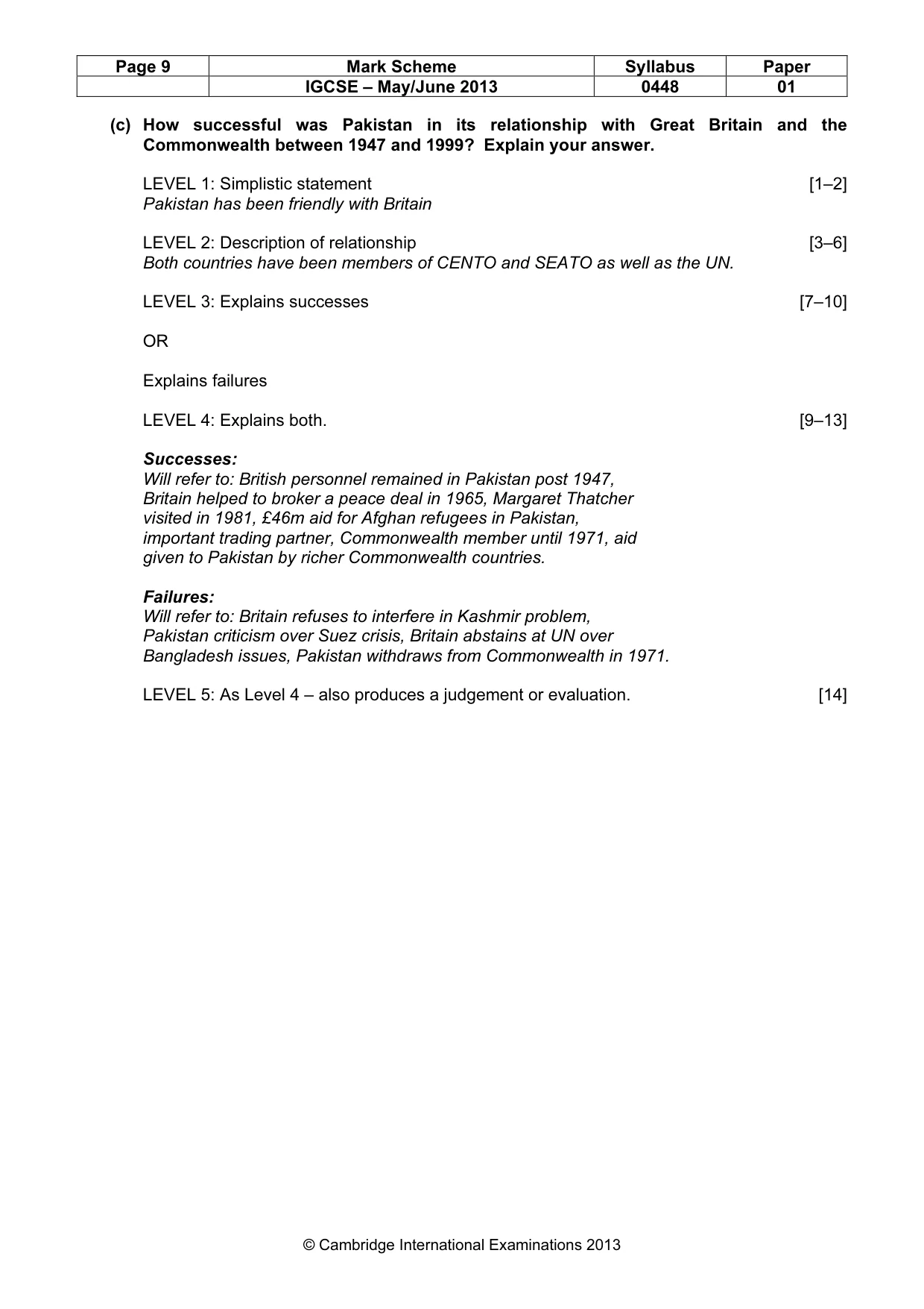 Mark scheme, page 10 of 10