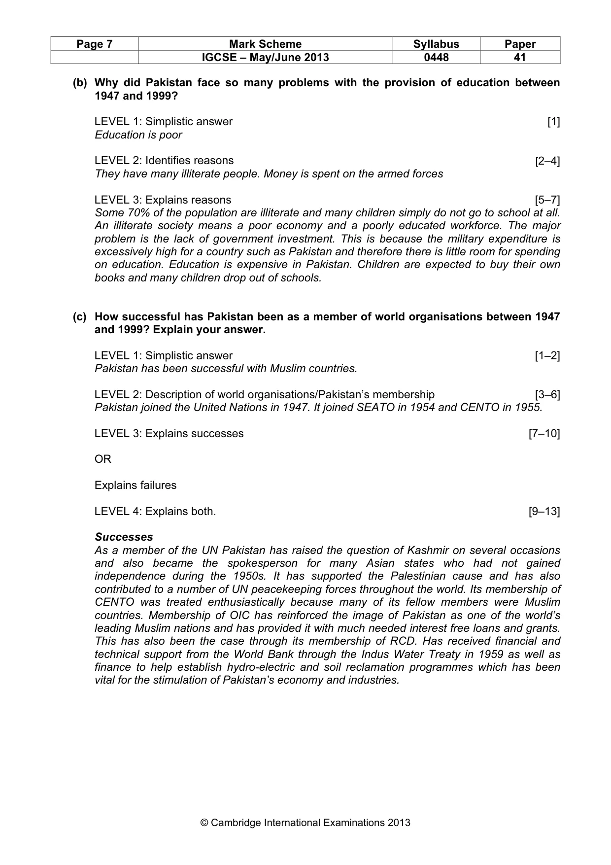 Mark scheme, page 8 of 11