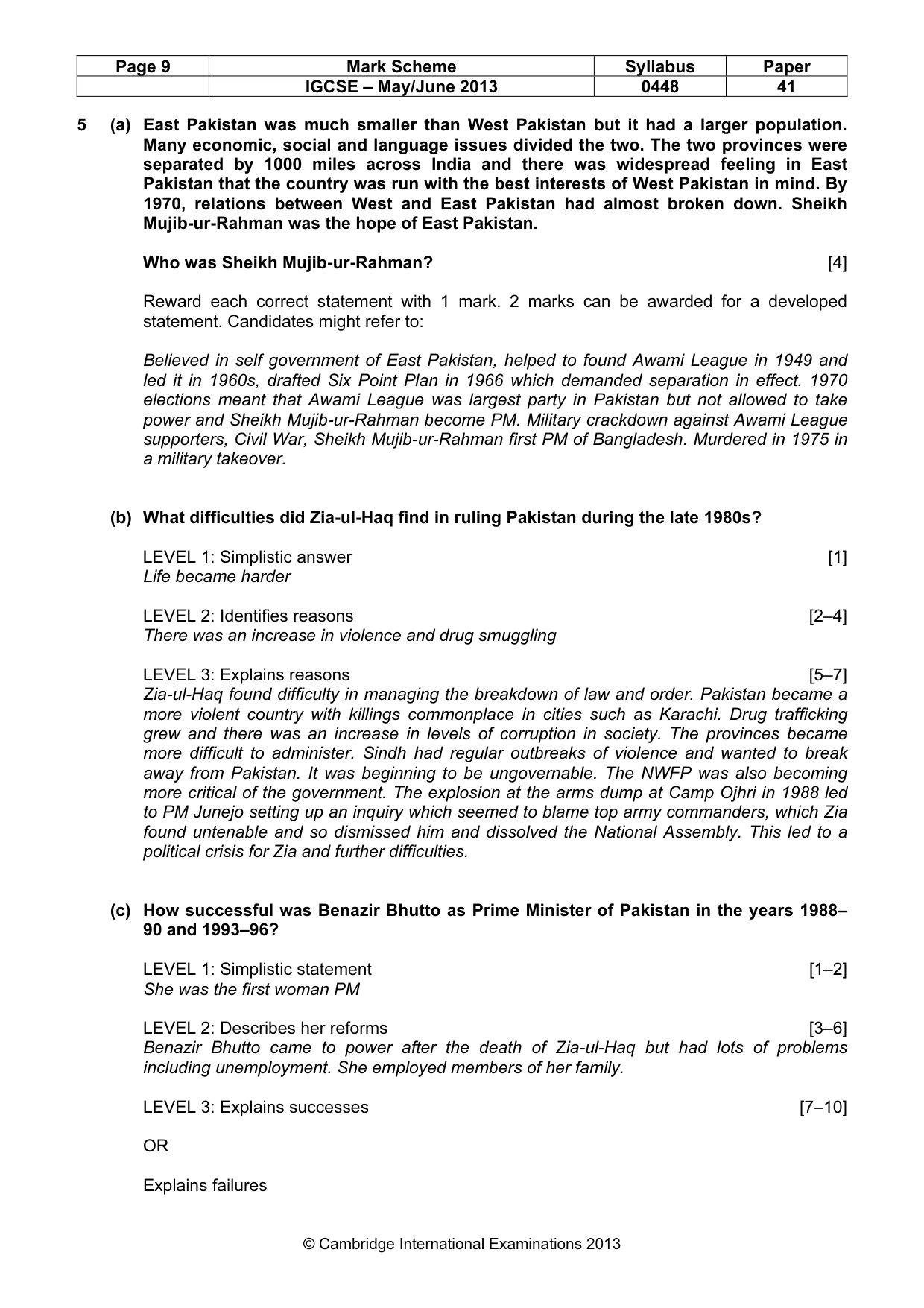 Mark scheme, page 10 of 11