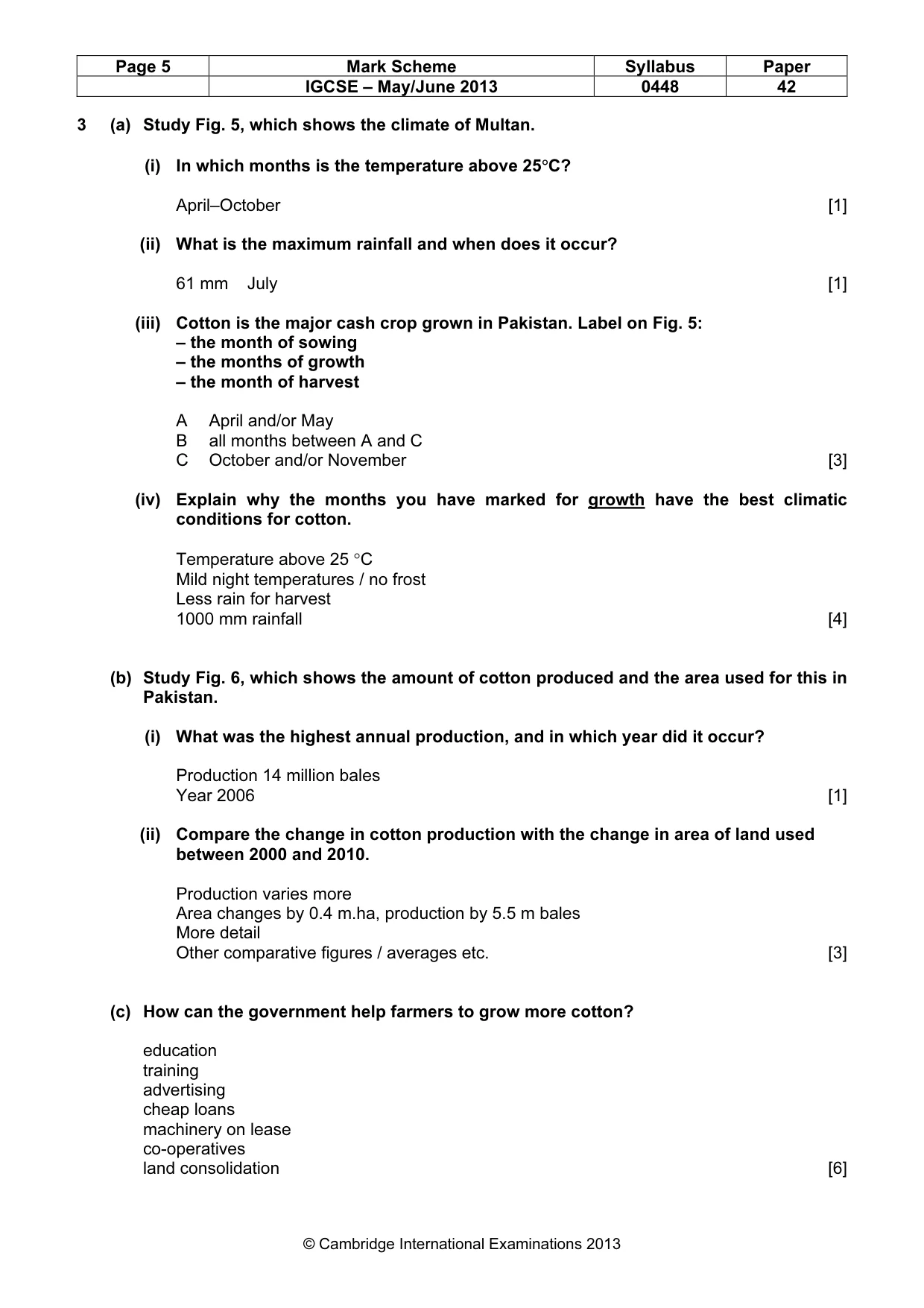 Mark scheme, page 6 of 10