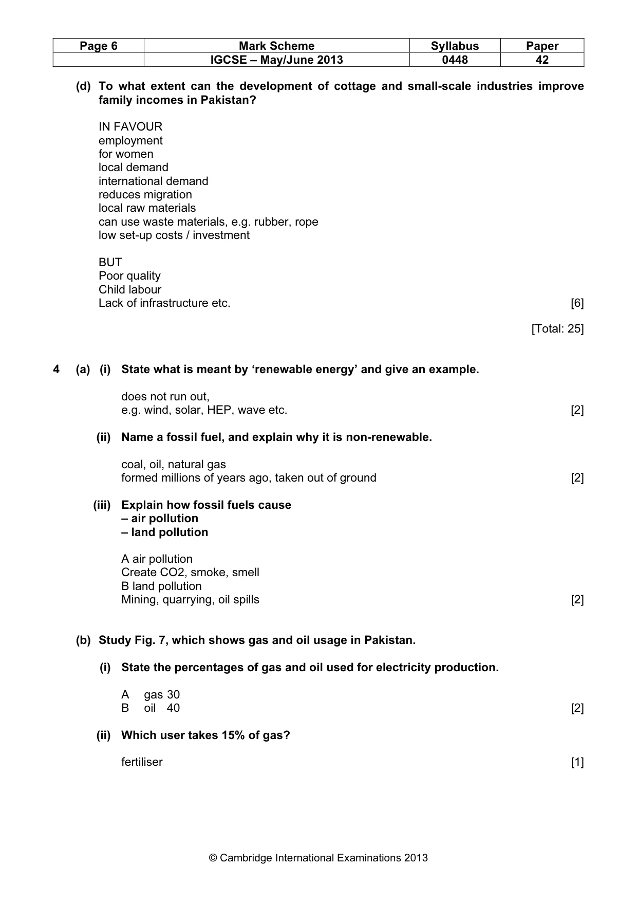 Mark scheme, page 7 of 10