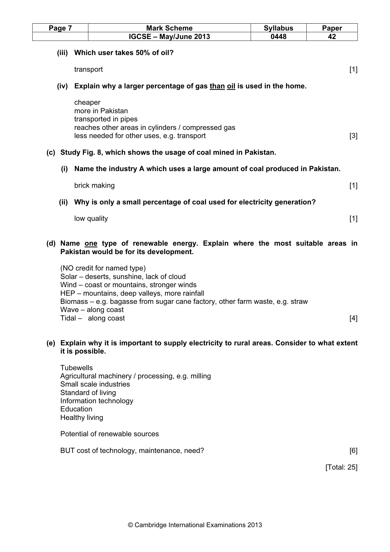 Mark scheme, page 8 of 10