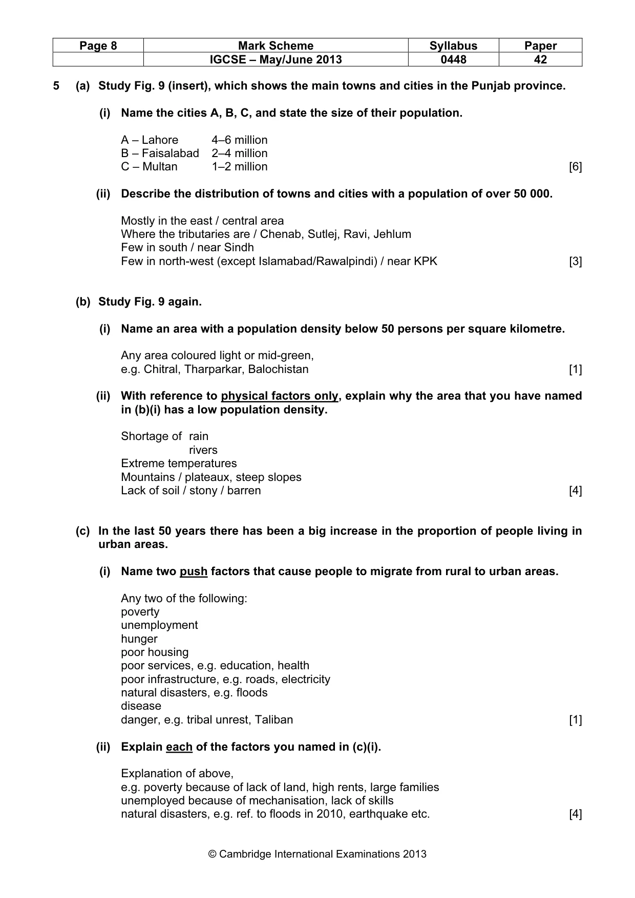 Mark scheme, page 9 of 10