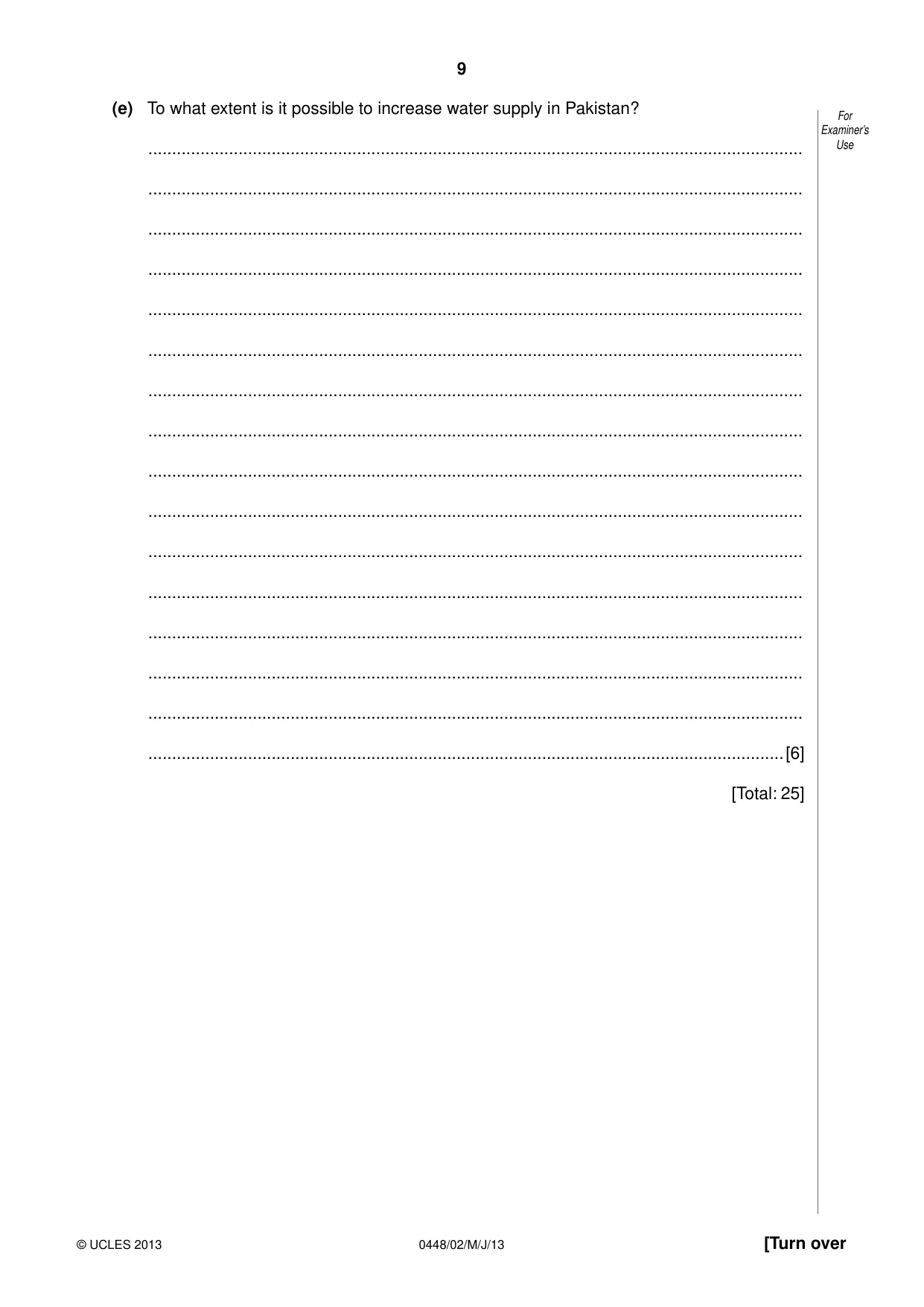 Cambridge IGCSE Pakistan Studies 0448 2013 May/June Paper 2 · Variant 1 question paper, page 10 of 25