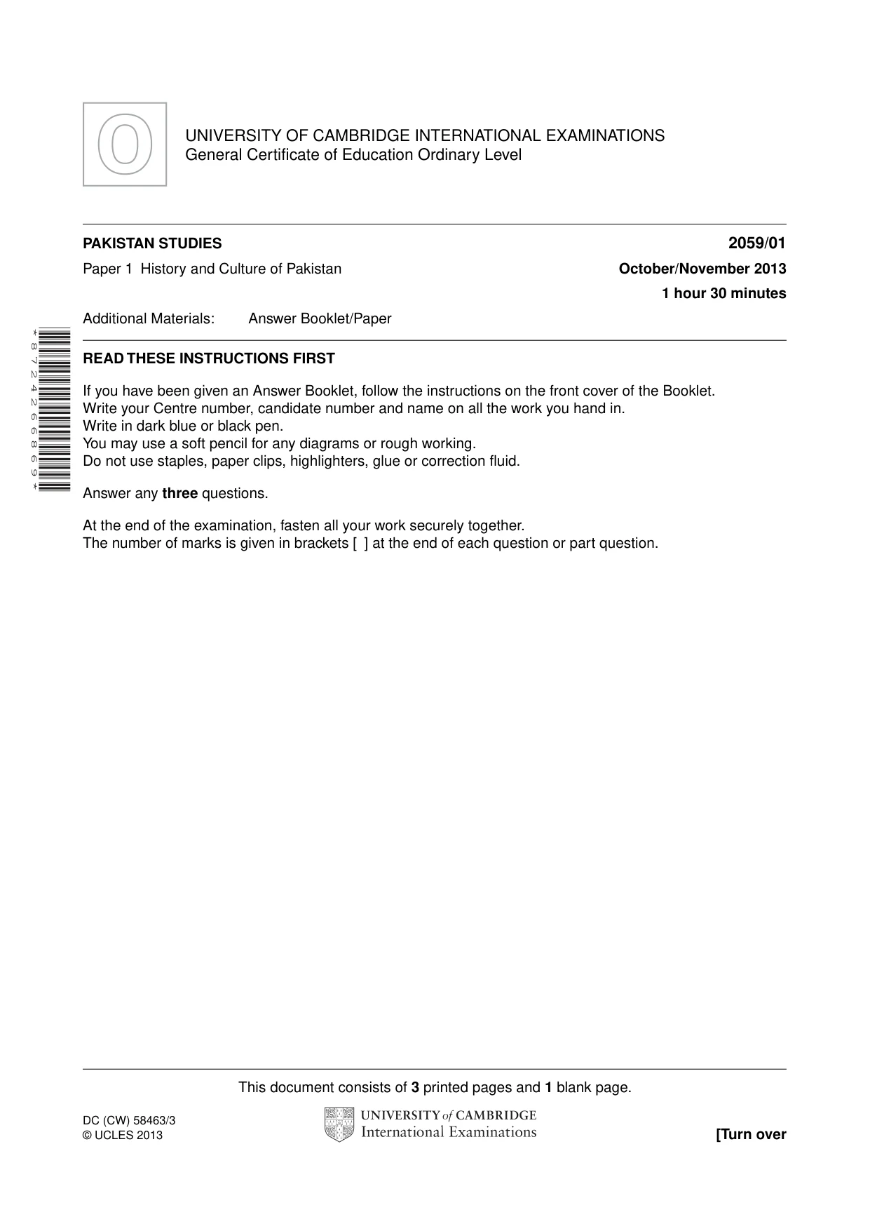 Cambridge IGCSE Pakistan Studies 0448 2013 May/June Paper 4 · Variant 1 question paper, page 2 of 5