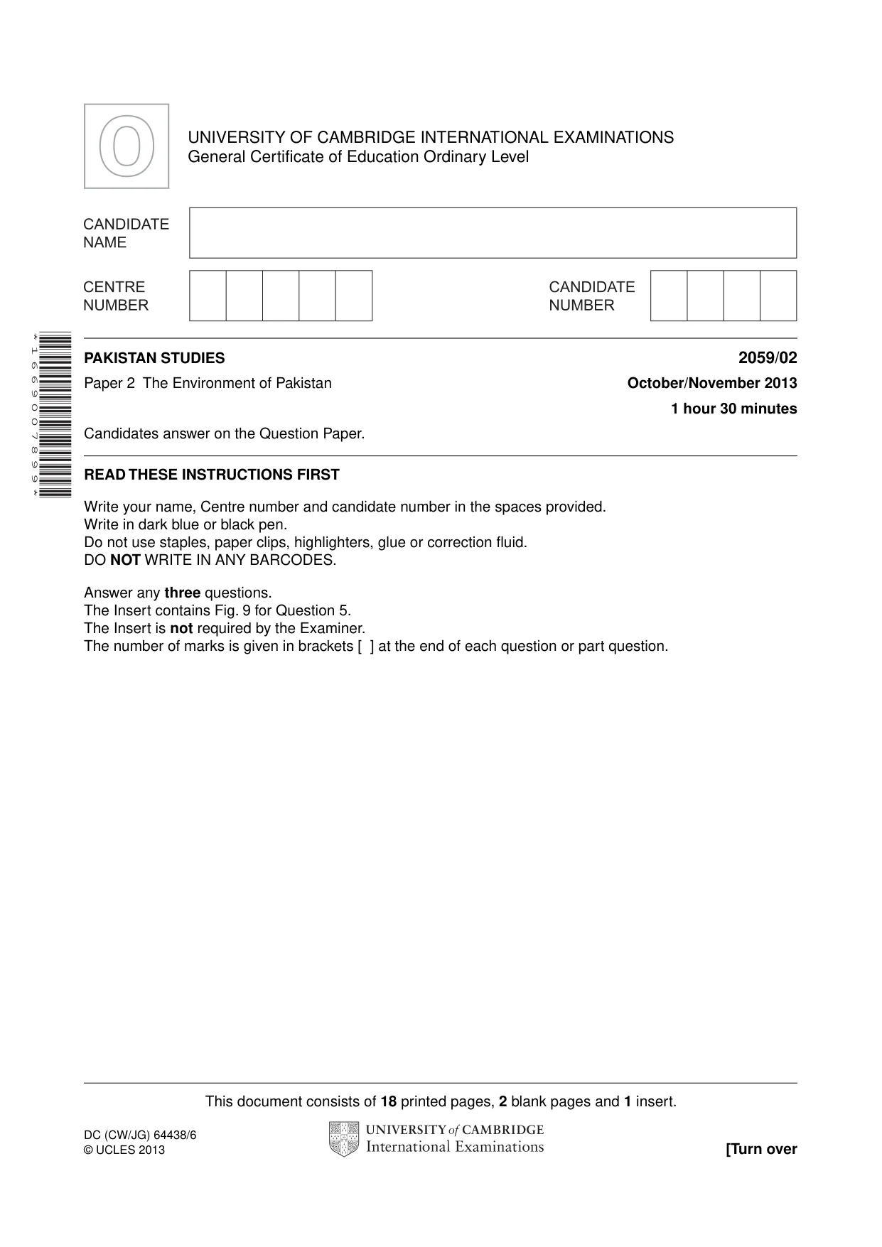 Cambridge IGCSE Pakistan Studies 0448 2013 May/June Paper 4 · Variant 2 question paper, page 2 of 21