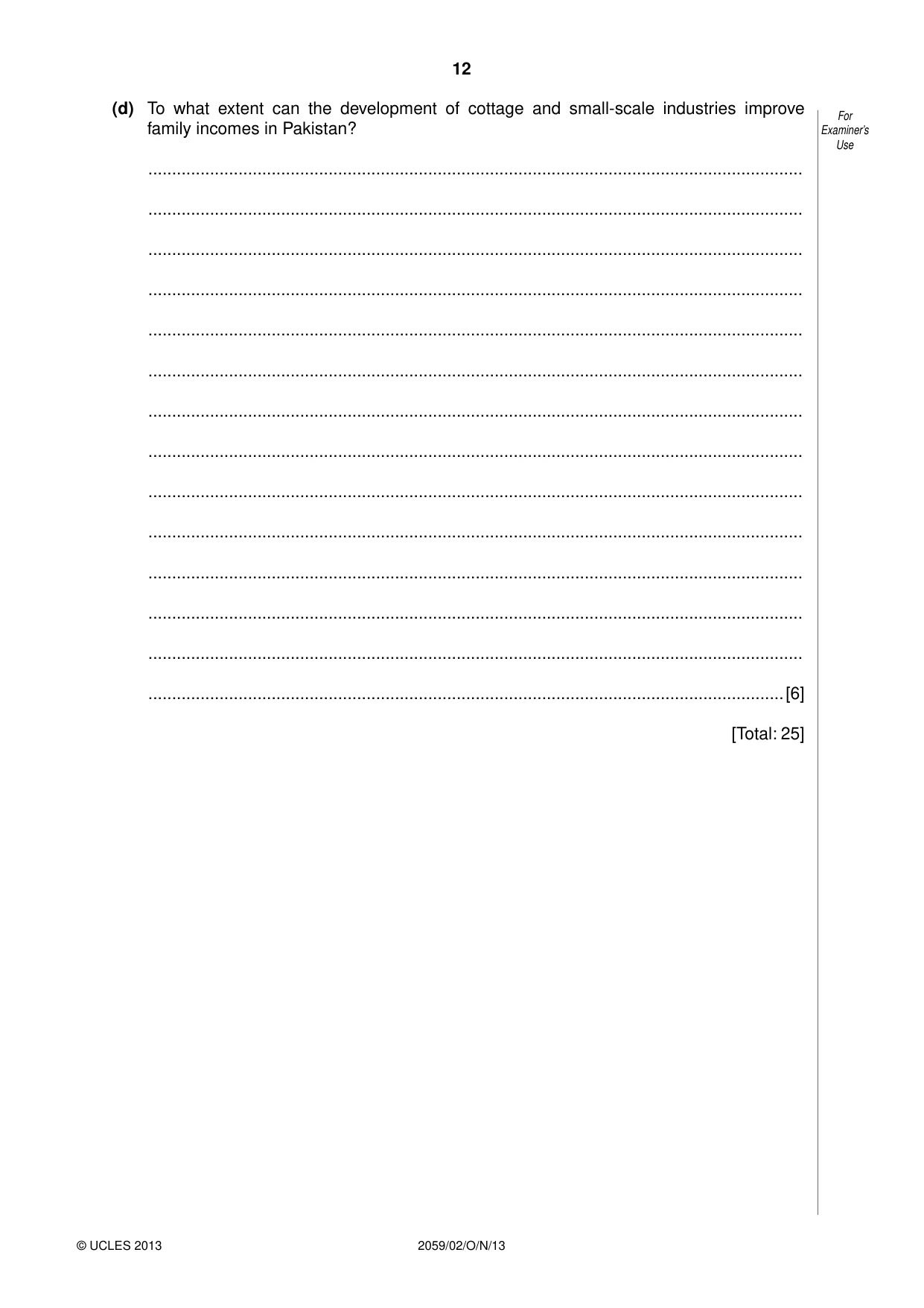 Cambridge IGCSE Pakistan Studies 0448 2013 May/June Paper 4 · Variant 2 question paper, page 13 of 21