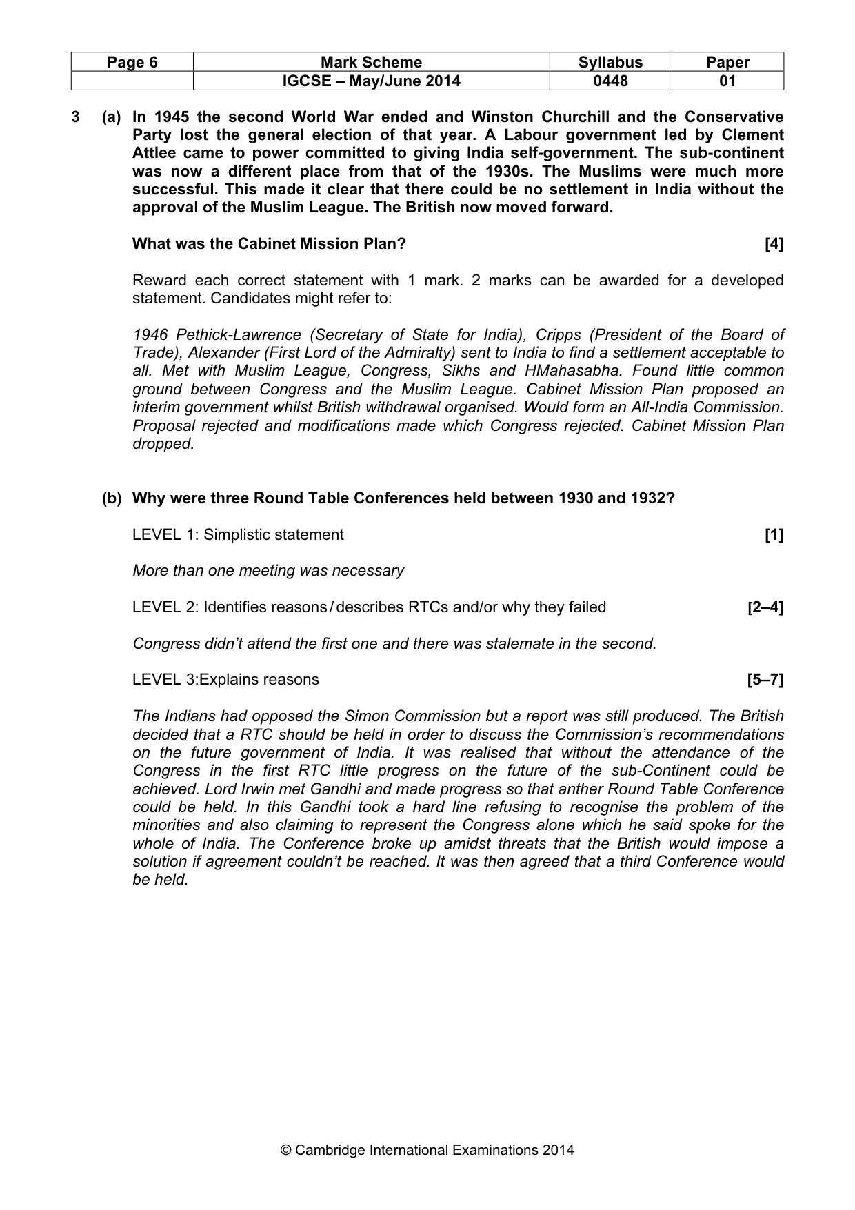 Mark scheme, page 6 of 11