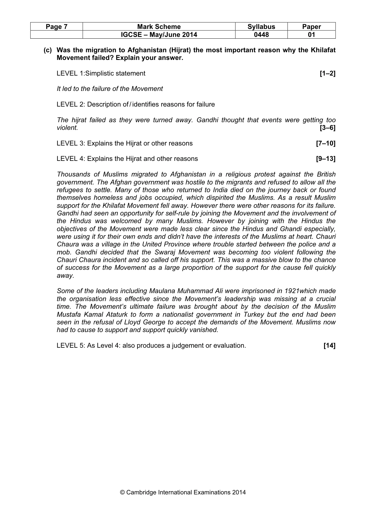 Mark scheme, page 7 of 11