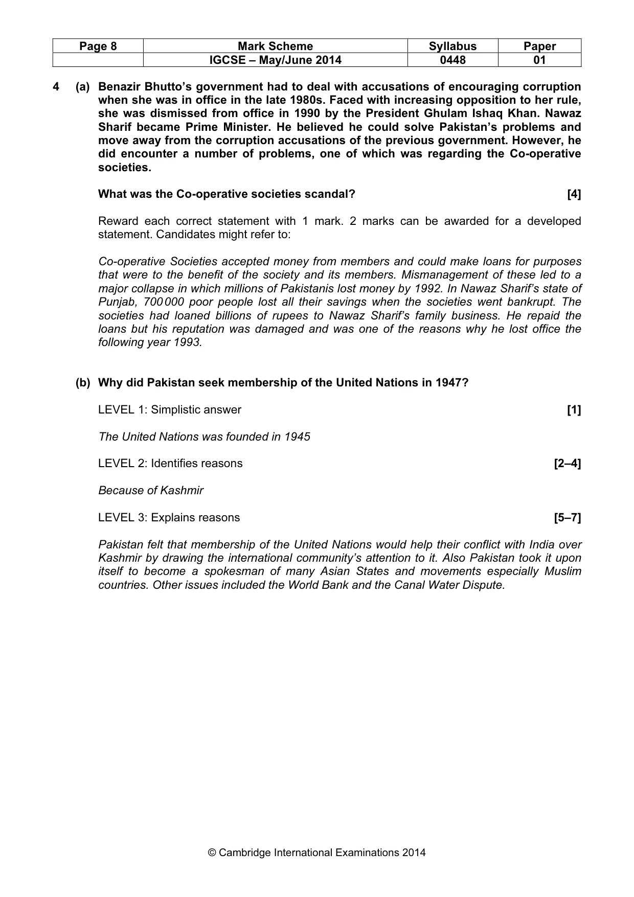 Mark scheme, page 8 of 11