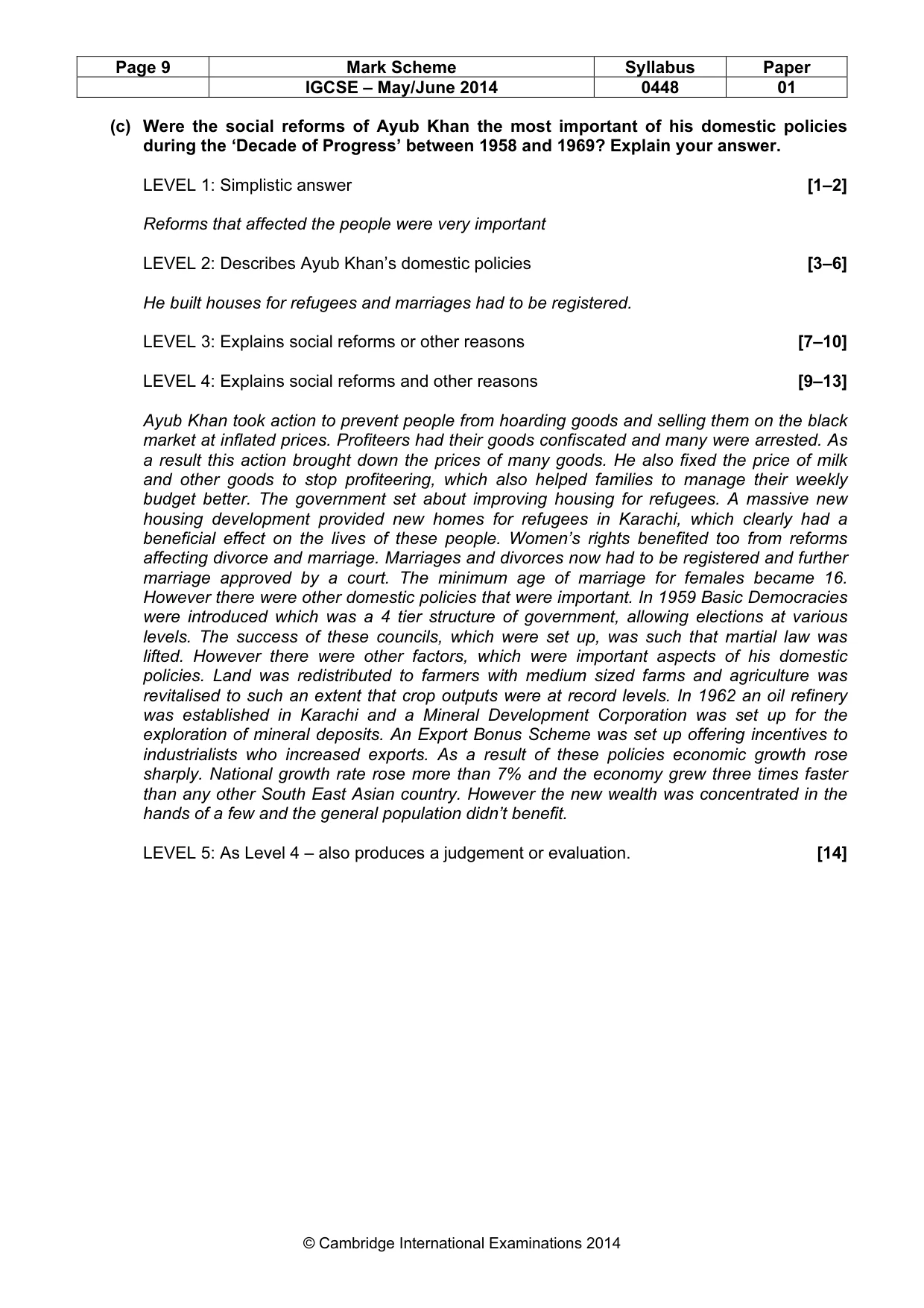 Mark scheme, page 9 of 11