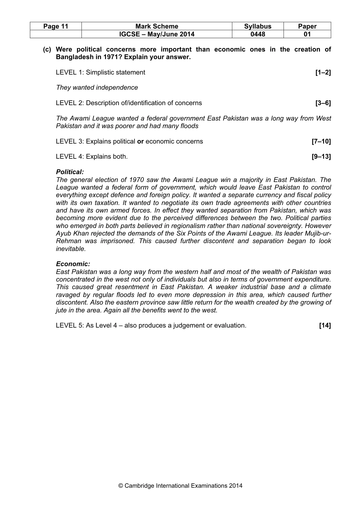Mark scheme, page 11 of 11