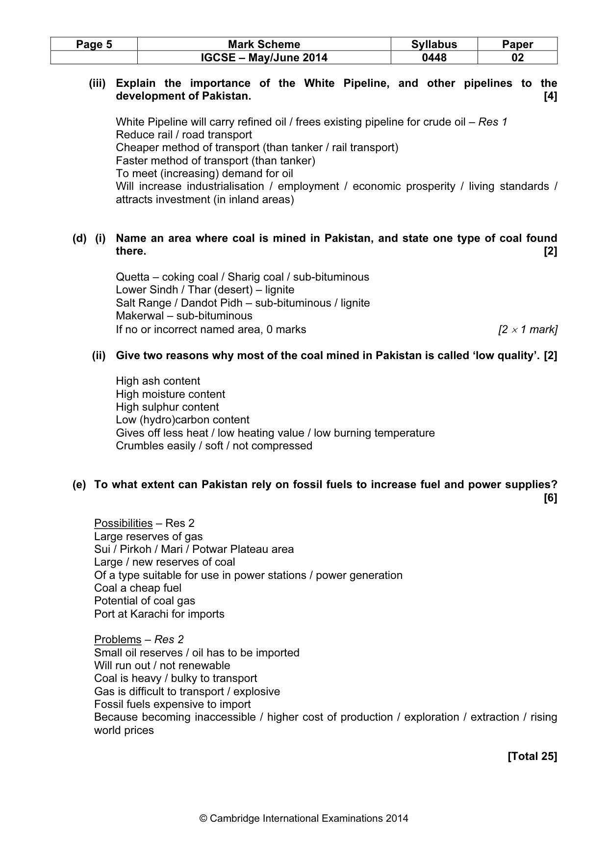 Mark scheme, page 5 of 11