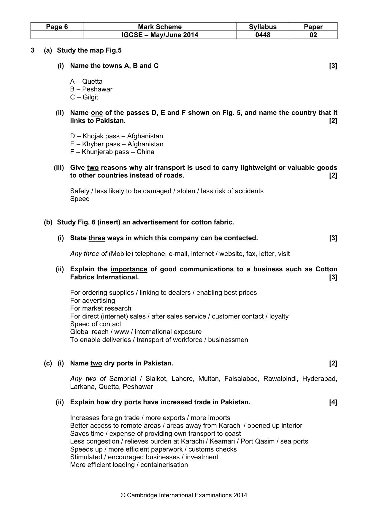 Mark scheme, page 6 of 11