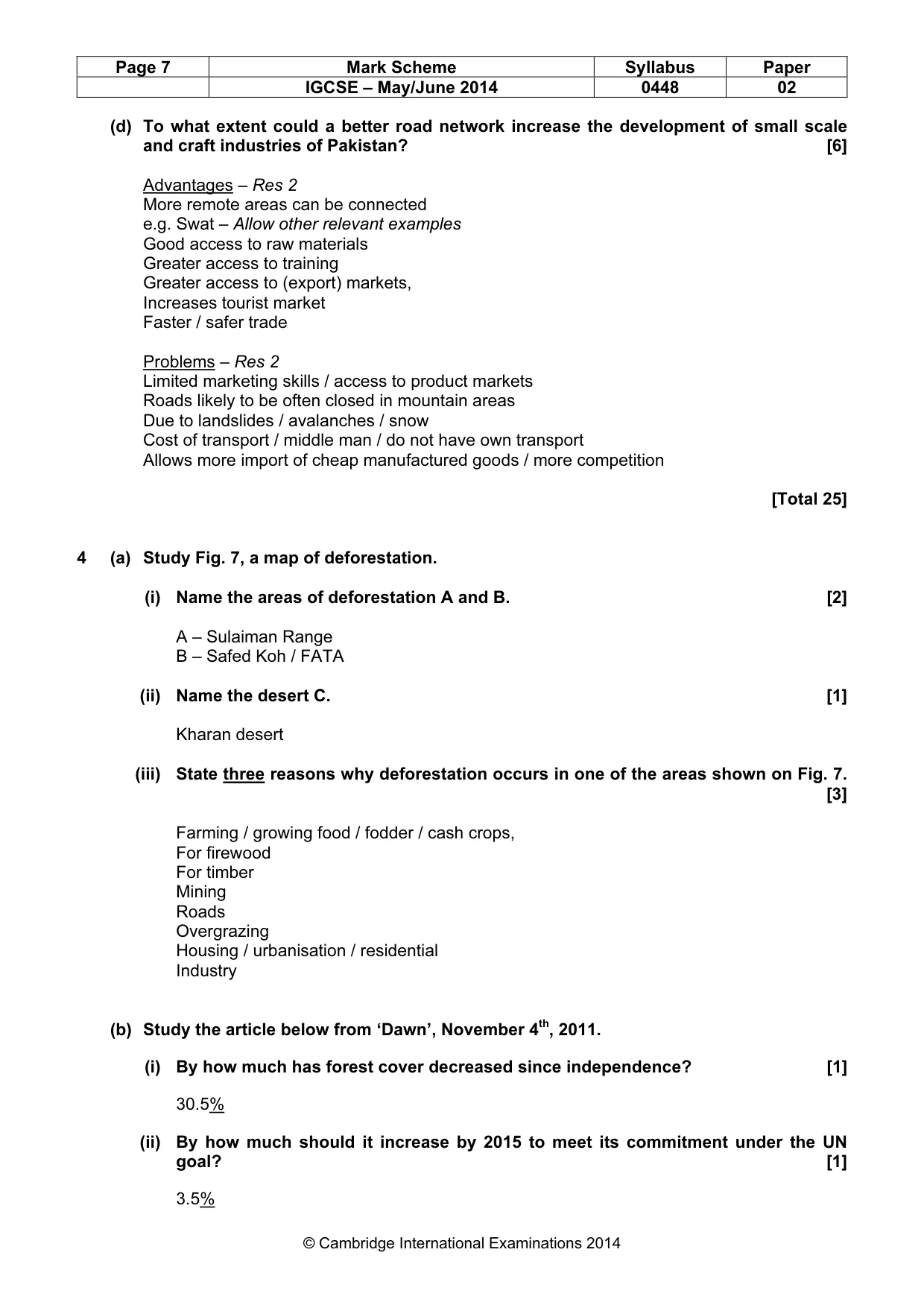 Mark scheme, page 7 of 11