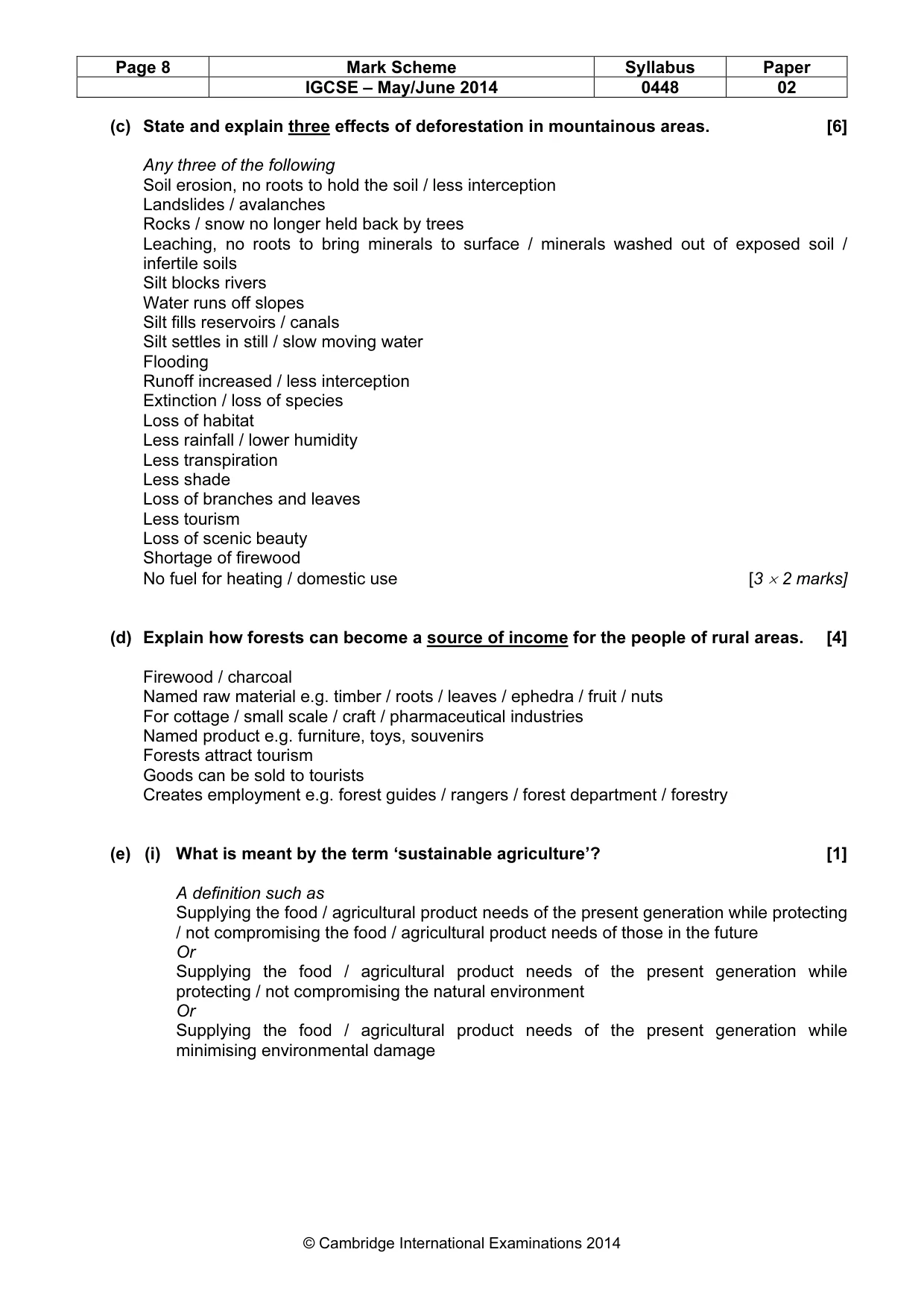Mark scheme, page 8 of 11