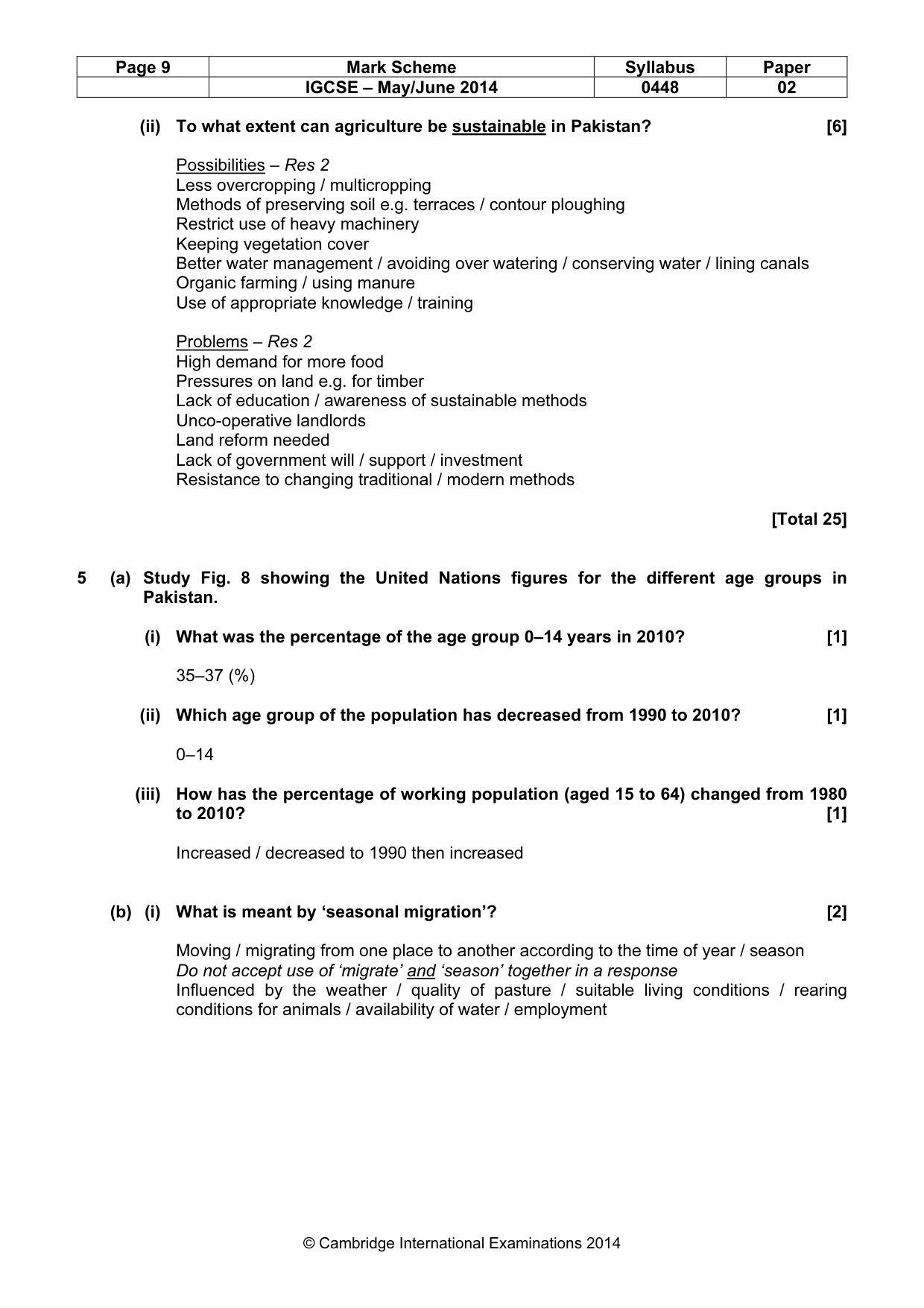 Mark scheme, page 9 of 11
