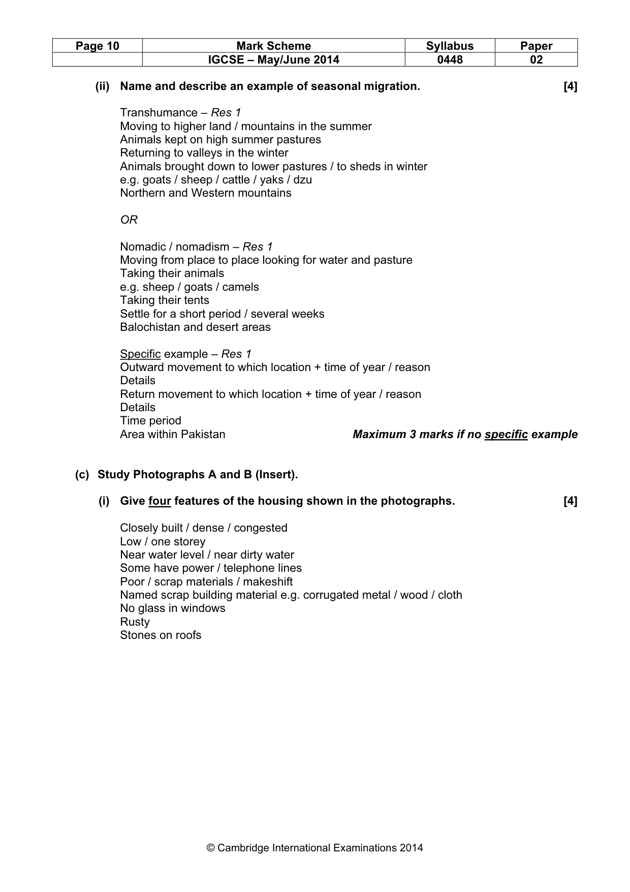 Mark scheme, page 10 of 11