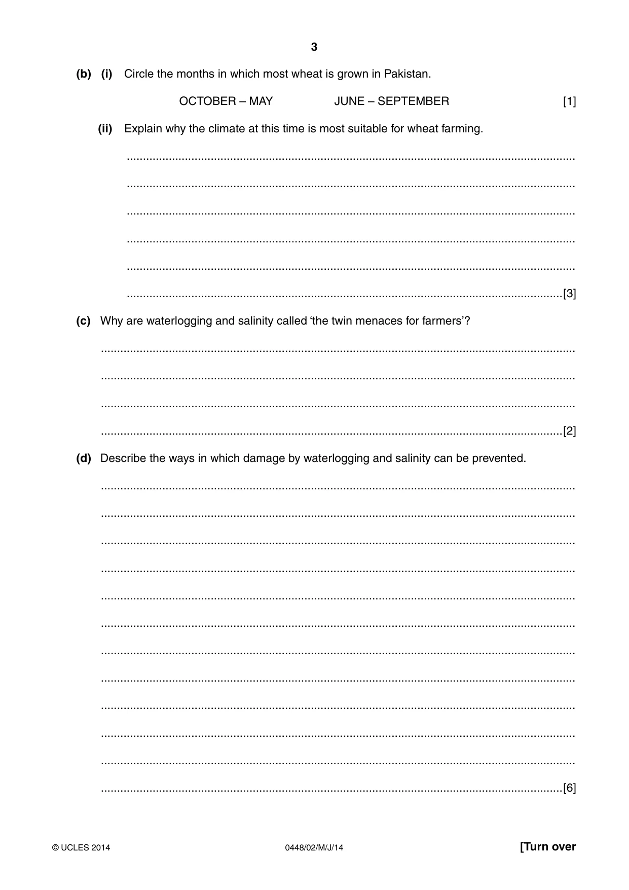 Cambridge IGCSE Pakistan Studies 0448 2014 May/June Paper 2 · Variant 1 question paper, page 3 of 20