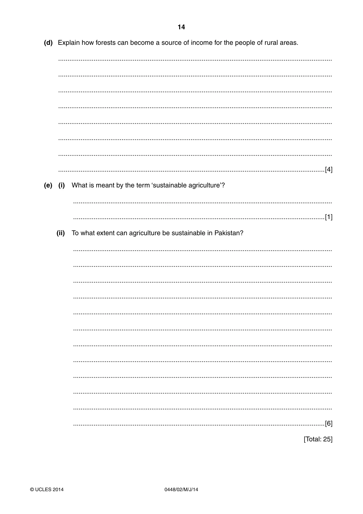 Cambridge IGCSE Pakistan Studies 0448 2014 May/June Paper 2 · Variant 1 question paper, page 14 of 20