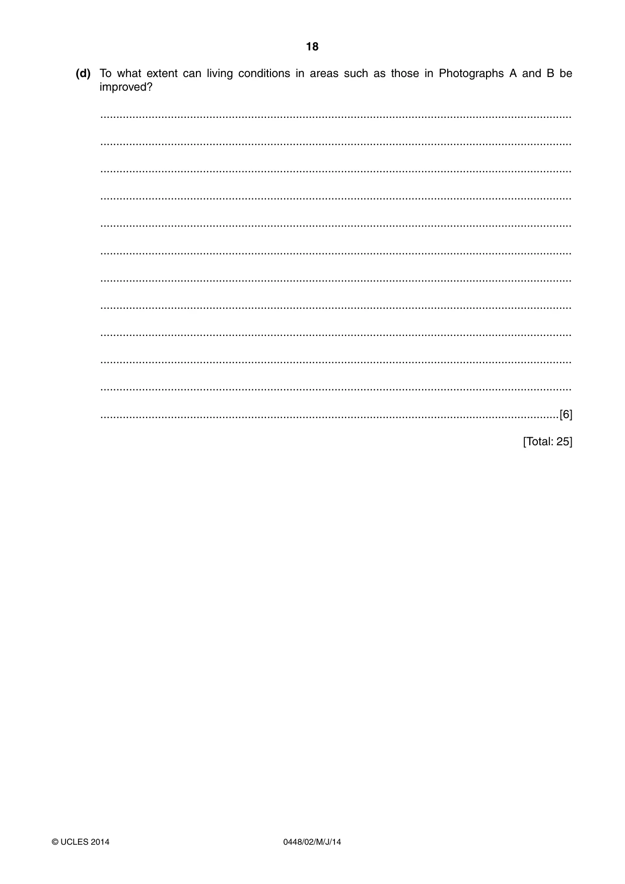 Cambridge IGCSE Pakistan Studies 0448 2014 May/June Paper 2 · Variant 1 question paper, page 18 of 20