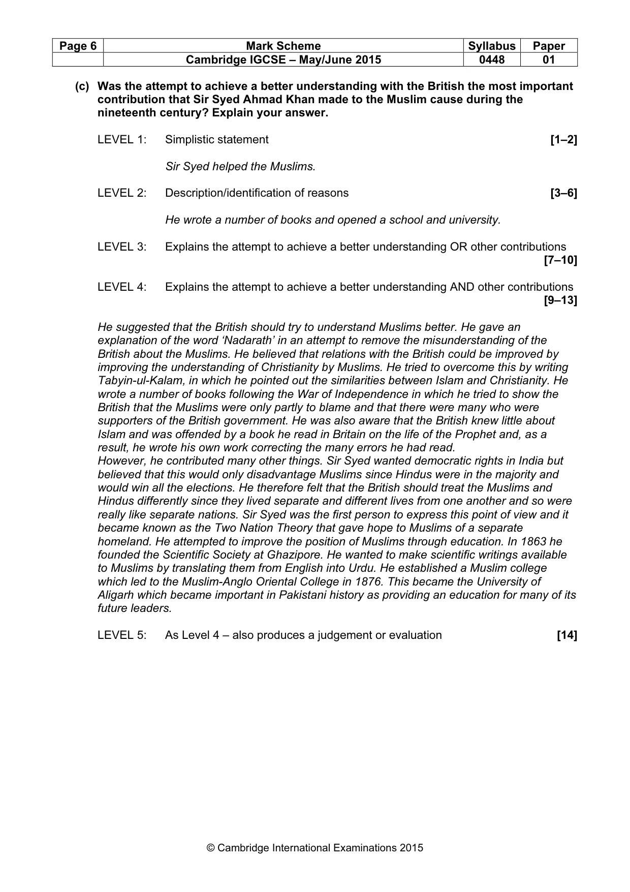 Mark scheme, page 6 of 12
