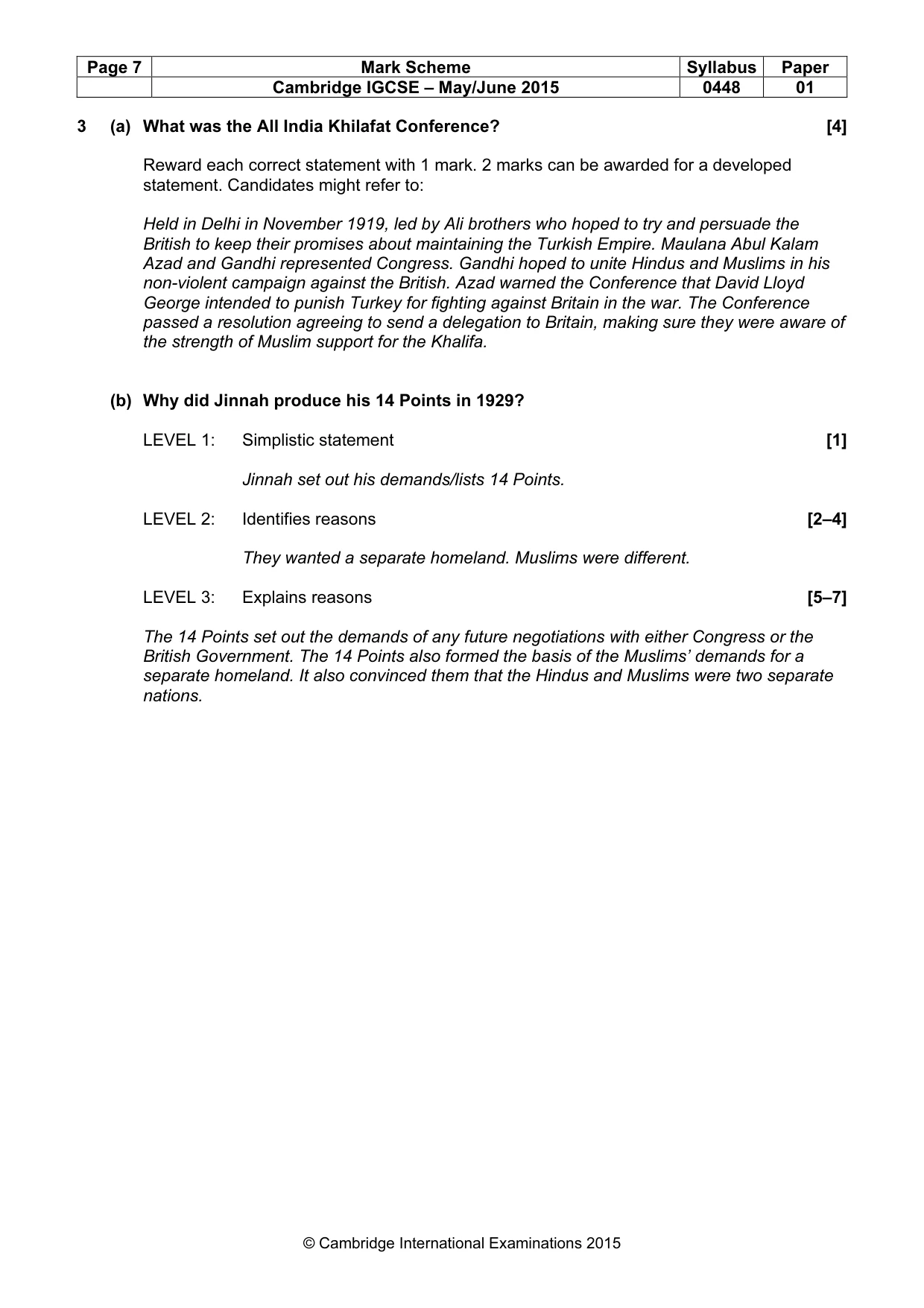 Mark scheme, page 7 of 12