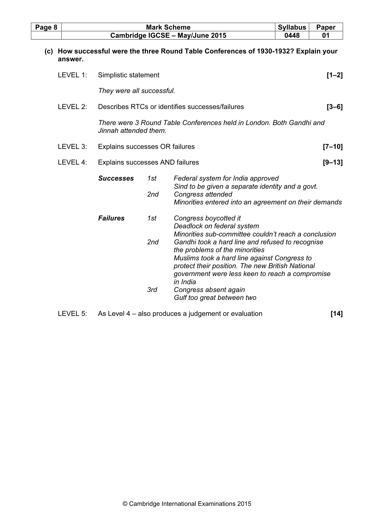 Mark scheme, page 8 of 12