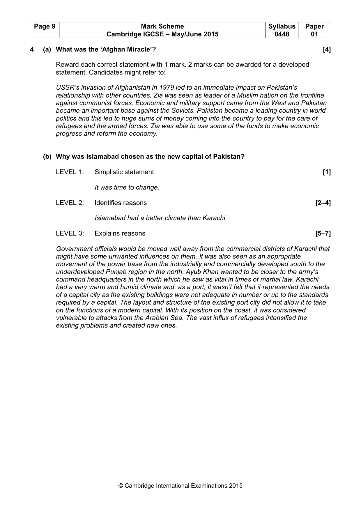 Mark scheme, page 9 of 12