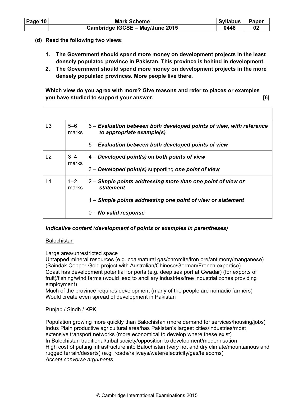 Mark scheme, page 10 of 18