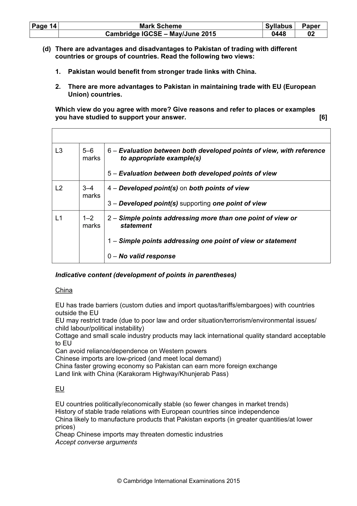 Mark scheme, page 14 of 18