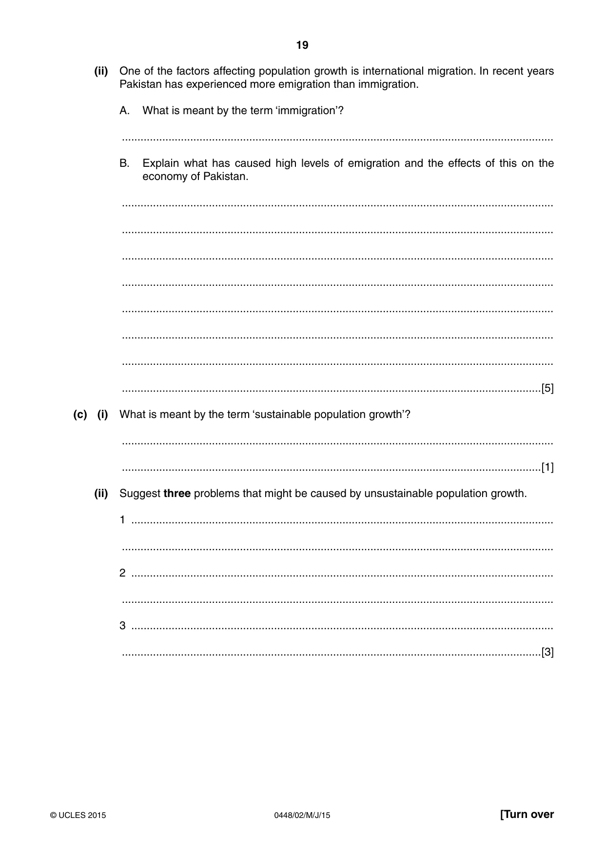 Cambridge IGCSE Pakistan Studies 0448 2015 May/June Paper 2 · Variant 1 question paper, page 19 of 20