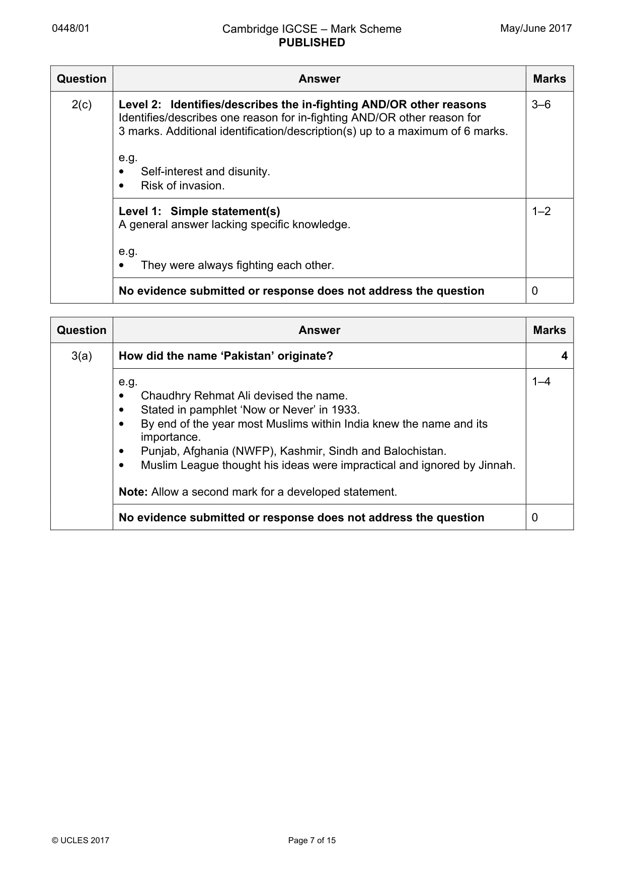 Mark scheme, page 7 of 15