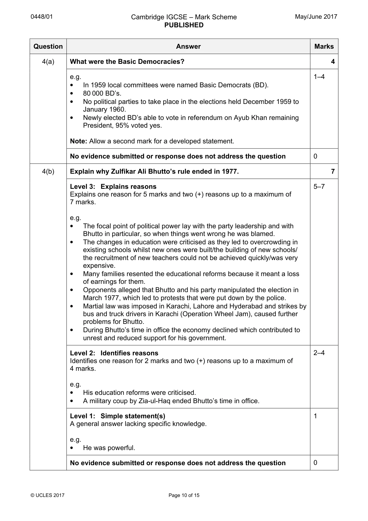 Mark scheme, page 10 of 15