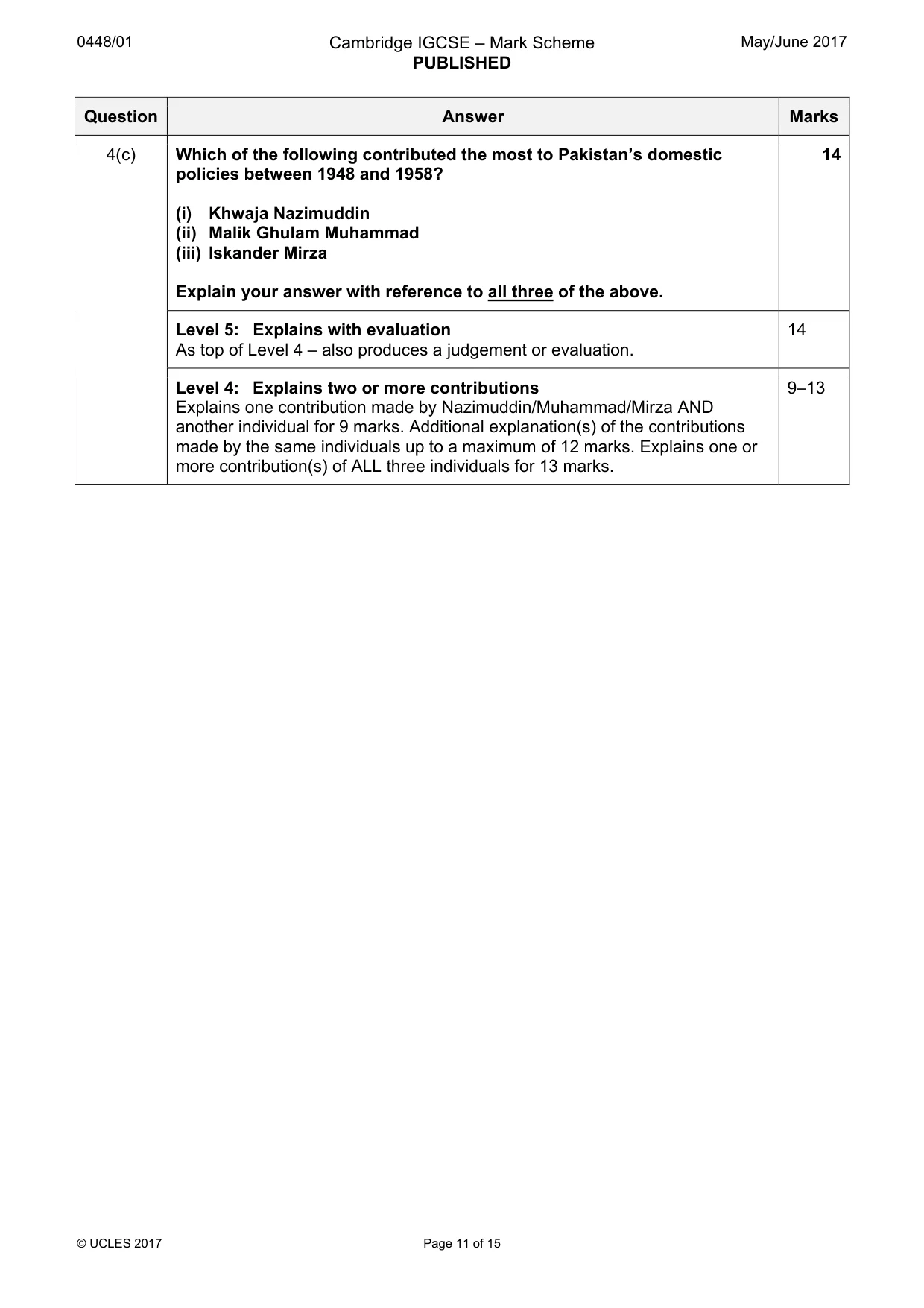 Mark scheme, page 11 of 15