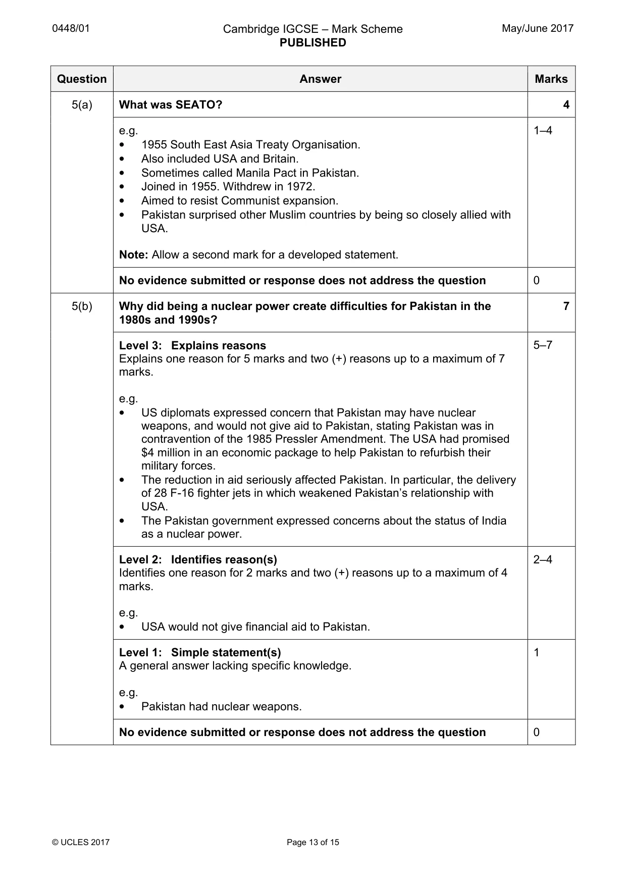 Mark scheme, page 13 of 15