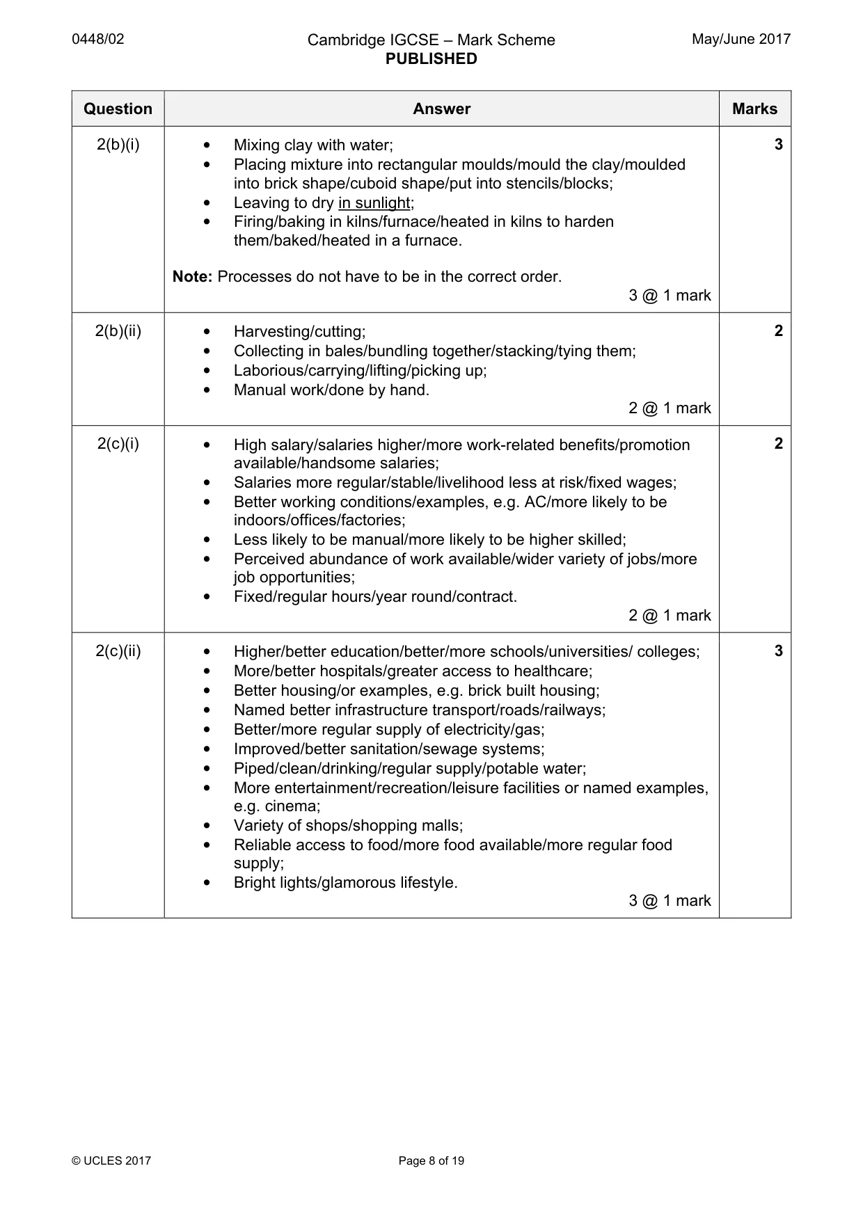Mark scheme, page 8 of 19