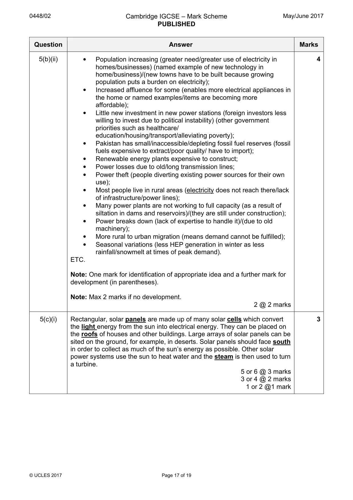 Mark scheme, page 17 of 19