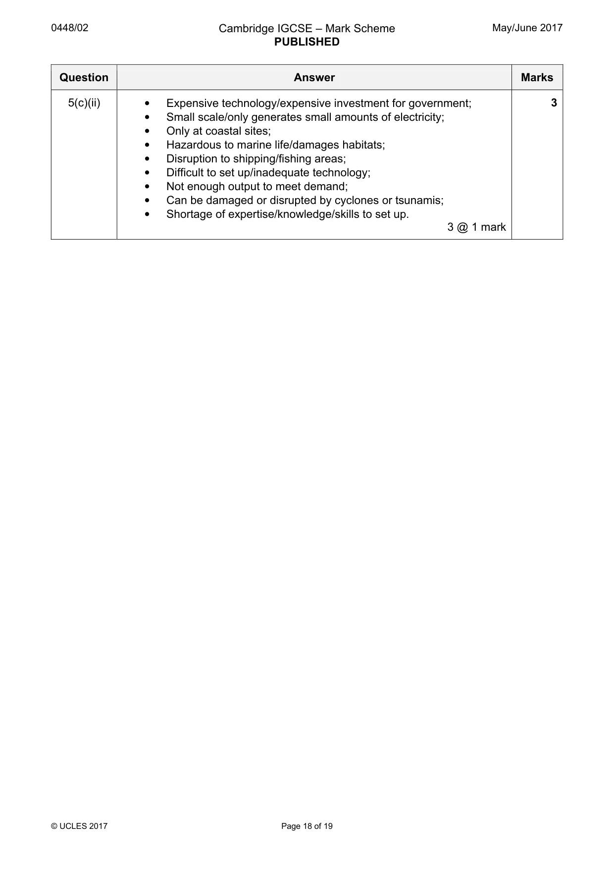 Mark scheme, page 18 of 19