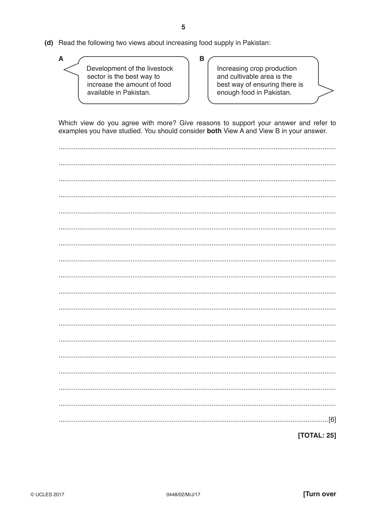 Cambridge IGCSE Pakistan Studies 0448 2017 May/June Paper 2 · Variant 1 question paper, page 5 of 24