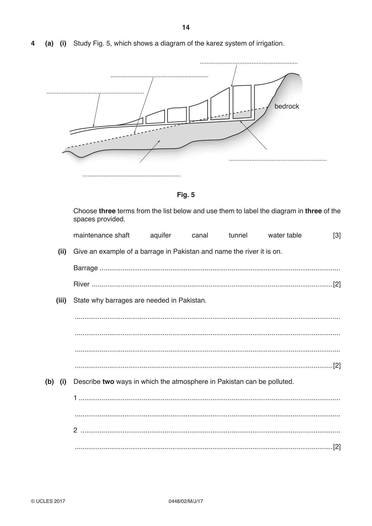 Cambridge IGCSE Pakistan Studies 0448 2017 May/June Paper 2 · Variant 1 question paper, page 14 of 24