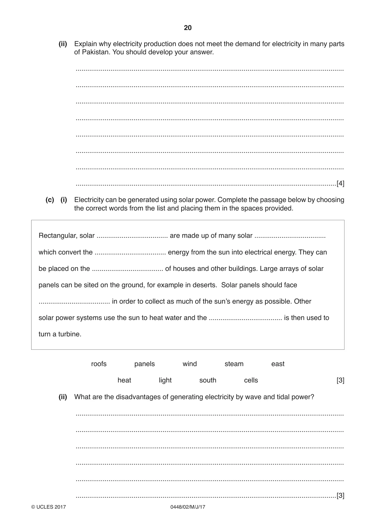 Cambridge IGCSE Pakistan Studies 0448 2017 May/June Paper 2 · Variant 1 question paper, page 20 of 24