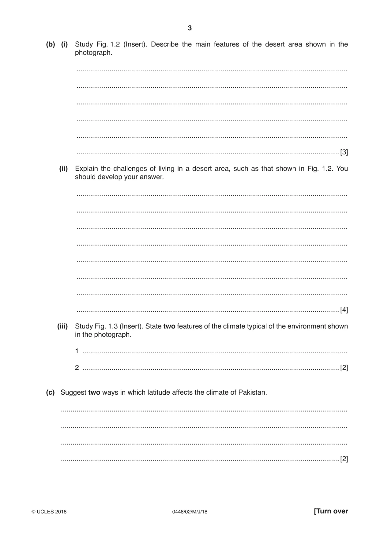 Cambridge IGCSE Pakistan Studies 0448 2018 May/June Paper 2 · Variant 0 question paper, page 3 of 24
