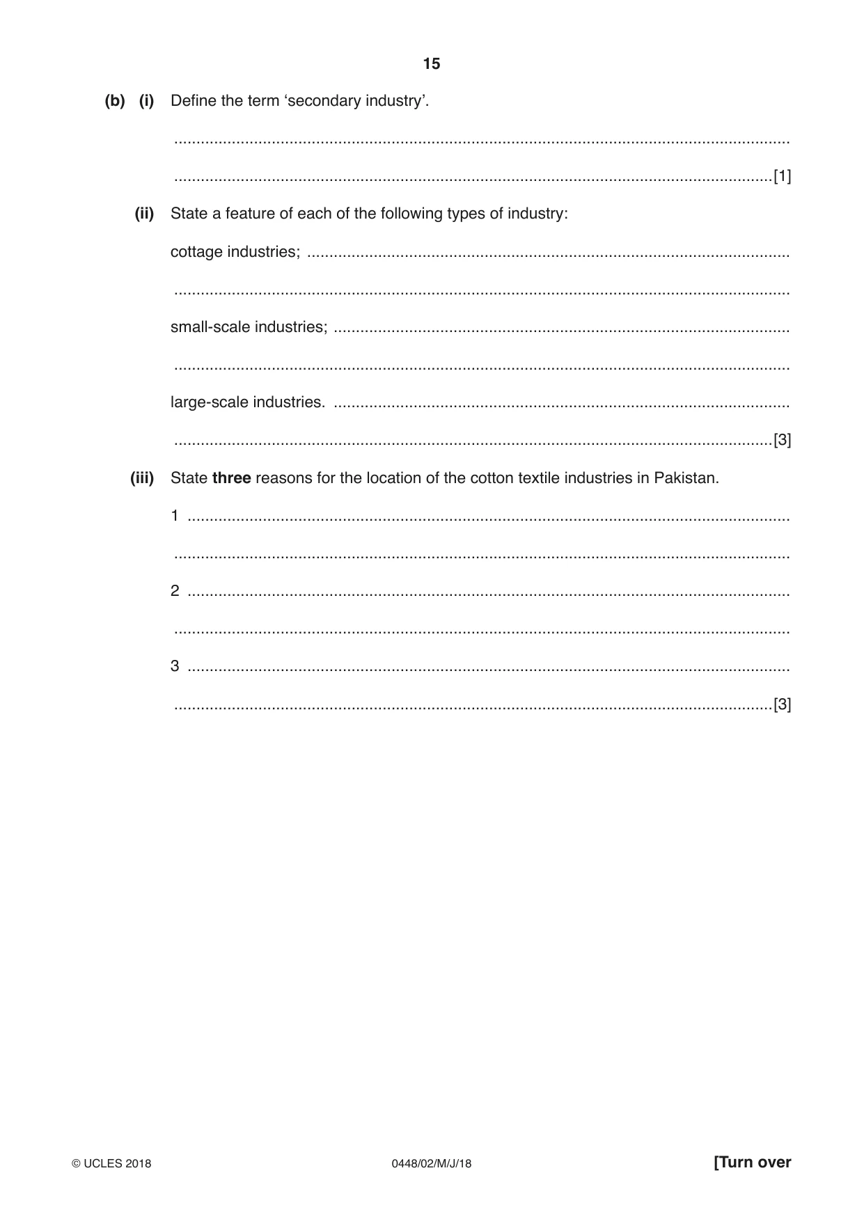 Cambridge IGCSE Pakistan Studies 0448 2018 May/June Paper 2 · Variant 0 question paper, page 15 of 24