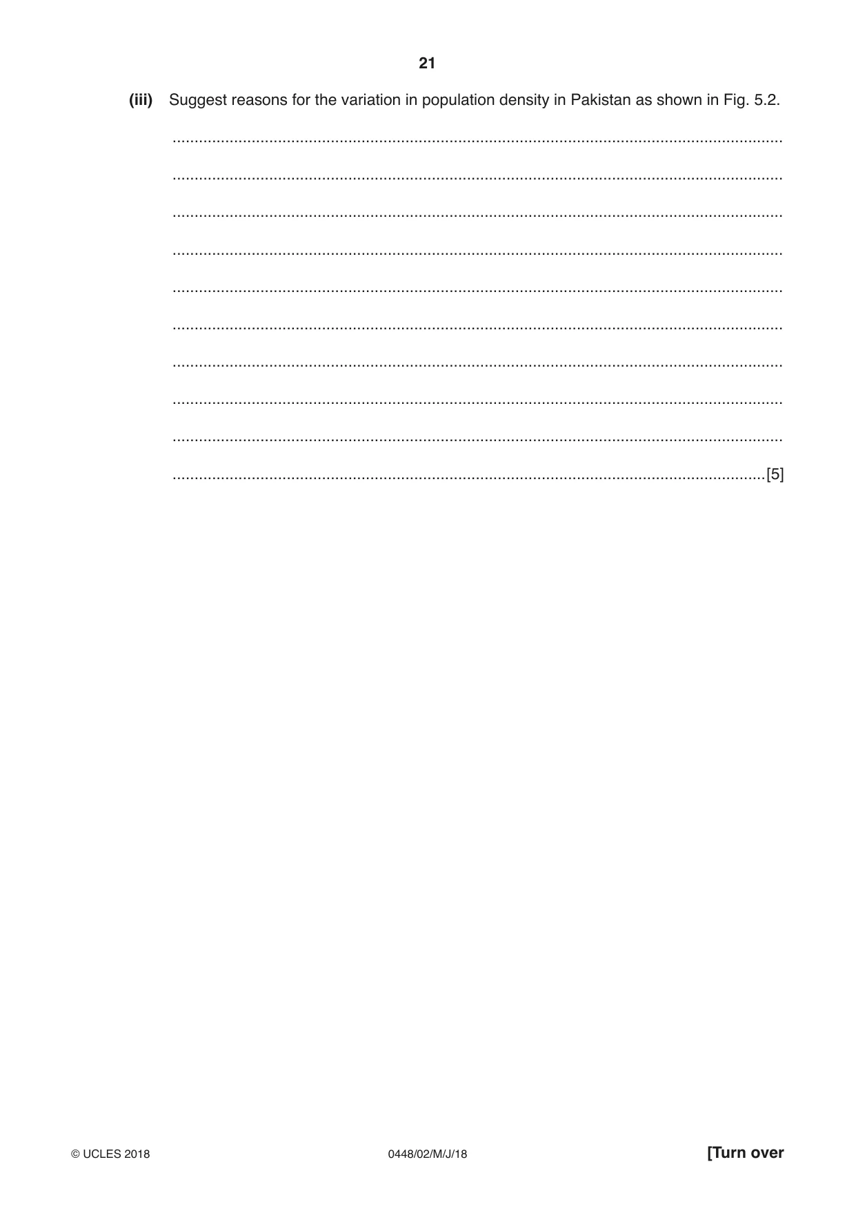 Cambridge IGCSE Pakistan Studies 0448 2018 May/June Paper 2 · Variant 0 question paper, page 21 of 24